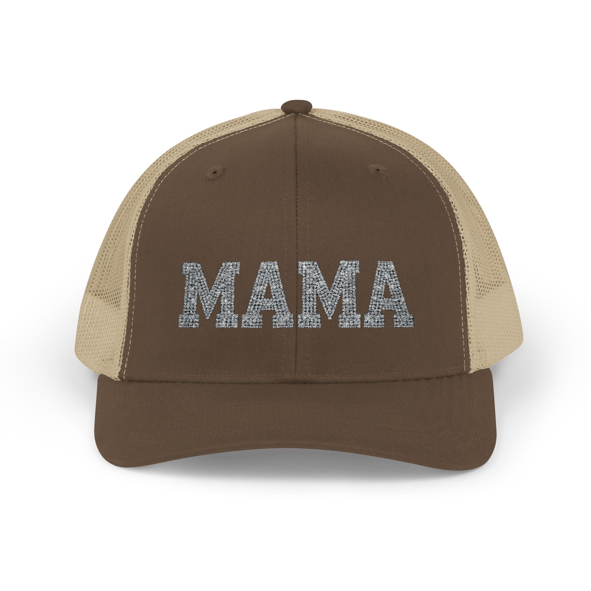 Mama Snapback Trucker Cap — Glitter Script "MAMA" Mesh Back Hat for Moms, Mother's Day Gift