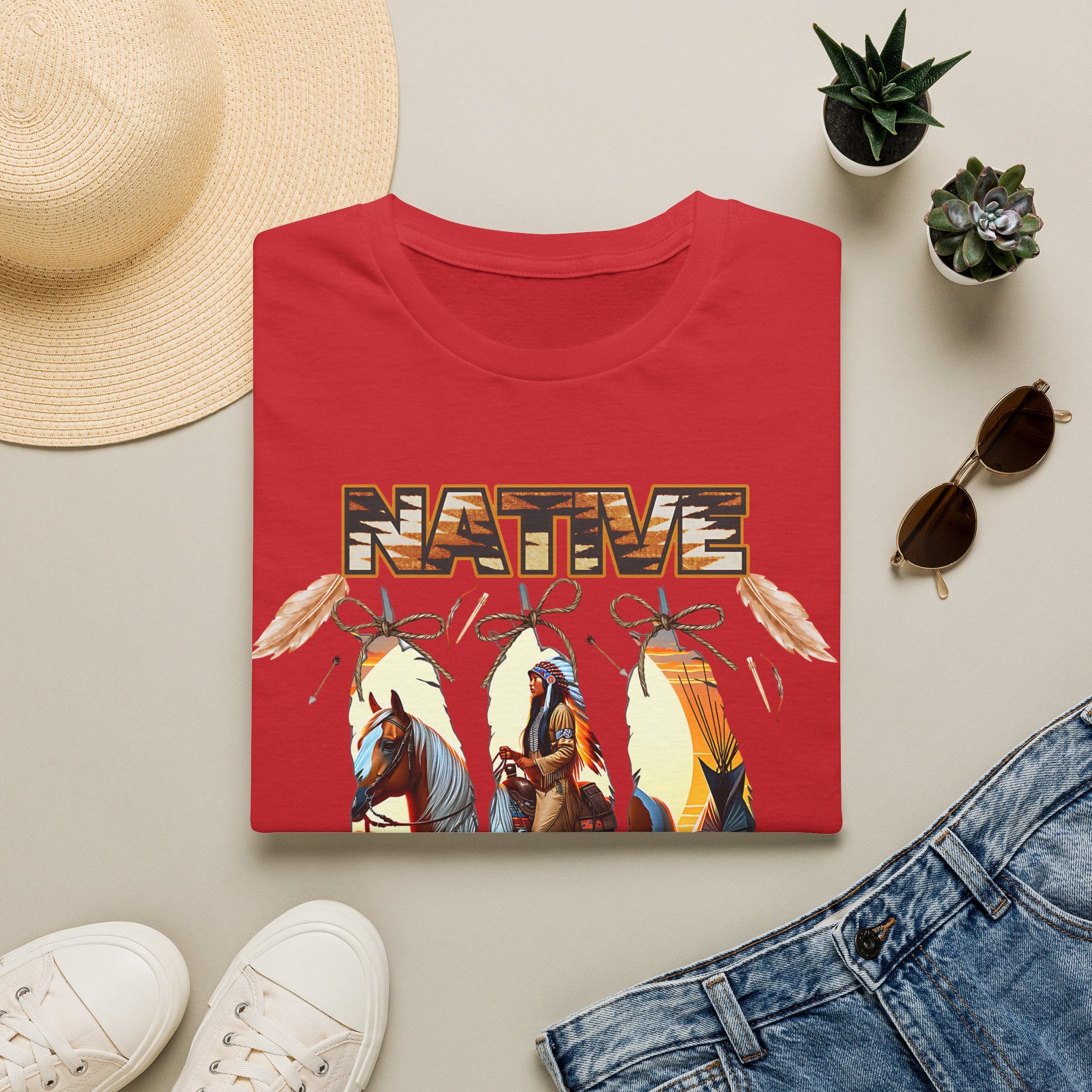 Native Proud T-Shirt — Tribal Feather Graphic Tee