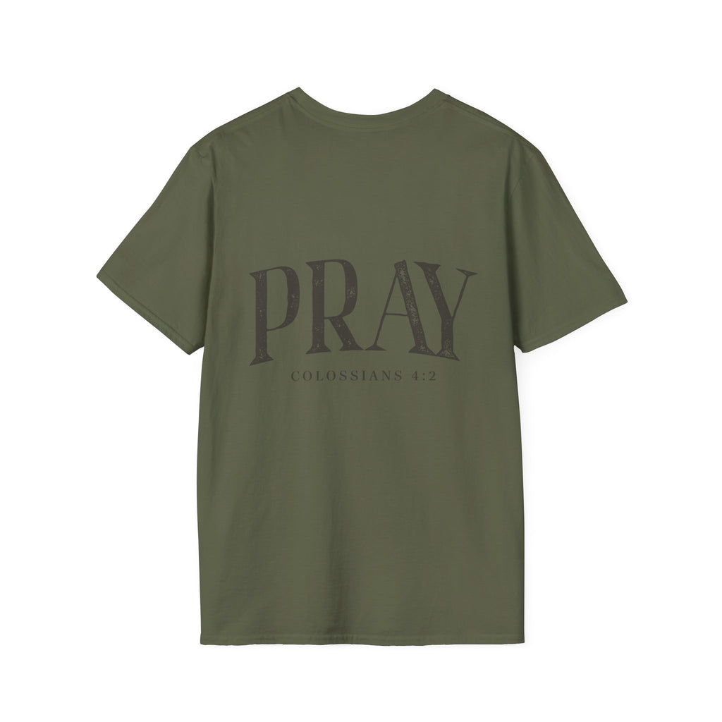 Virgin Mary Pray T-Shirt – Religious Catholic Tee with Colossians 4:2