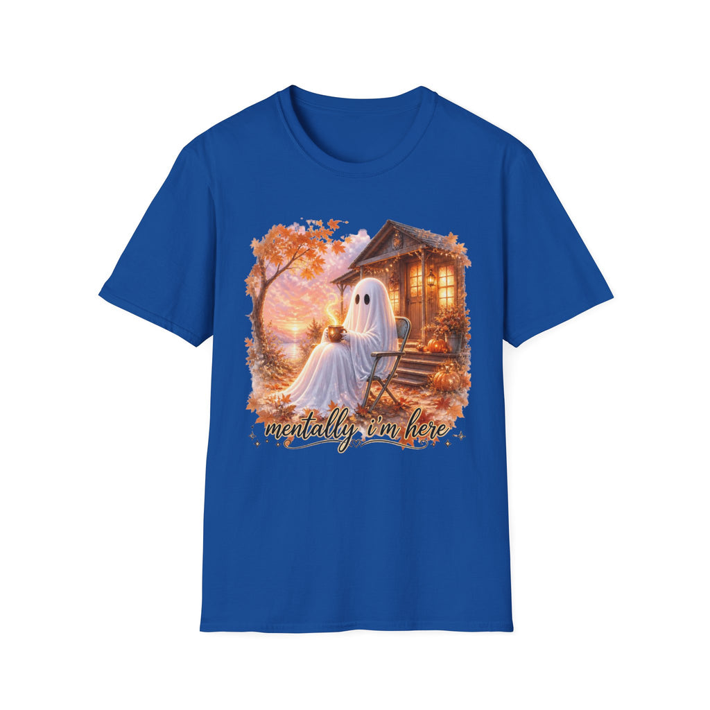 Ghost Cozy Fall T-Shirt — "Mentally on Fire" Autumn Halloween Tee