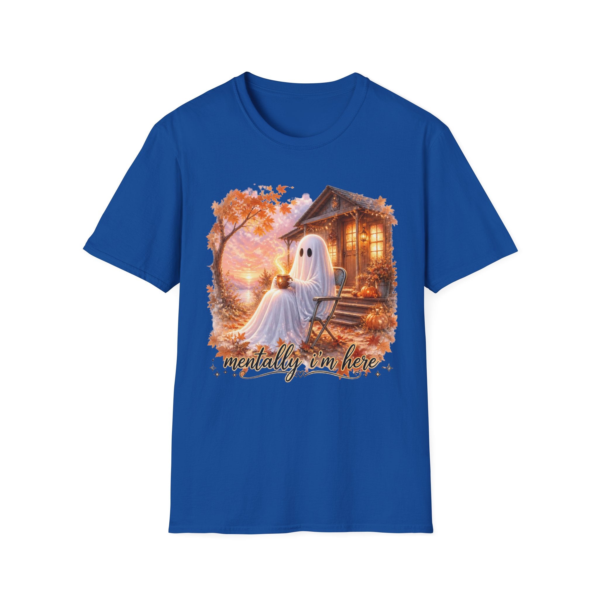 Ghost Cozy Fall T-Shirt — "Mentally on Fire" Autumn Halloween Tee