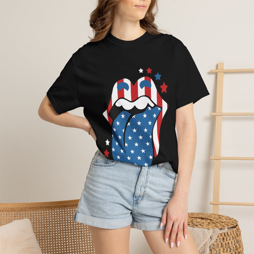 American Flag Rock Tongue T-Shirt