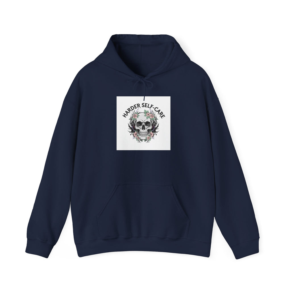 Harder Self-Care Hoodie | metal font shirt, gothic wellness quote