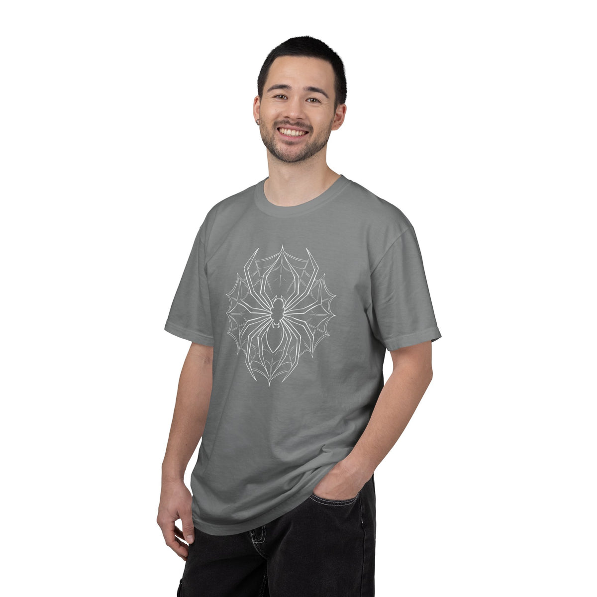 Spider Web Graphic T-Shirt — Vintage Gothic Arachnid Back Print