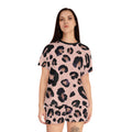 Women's Pink Leopard Print Pajama Set - Short Sleepwear