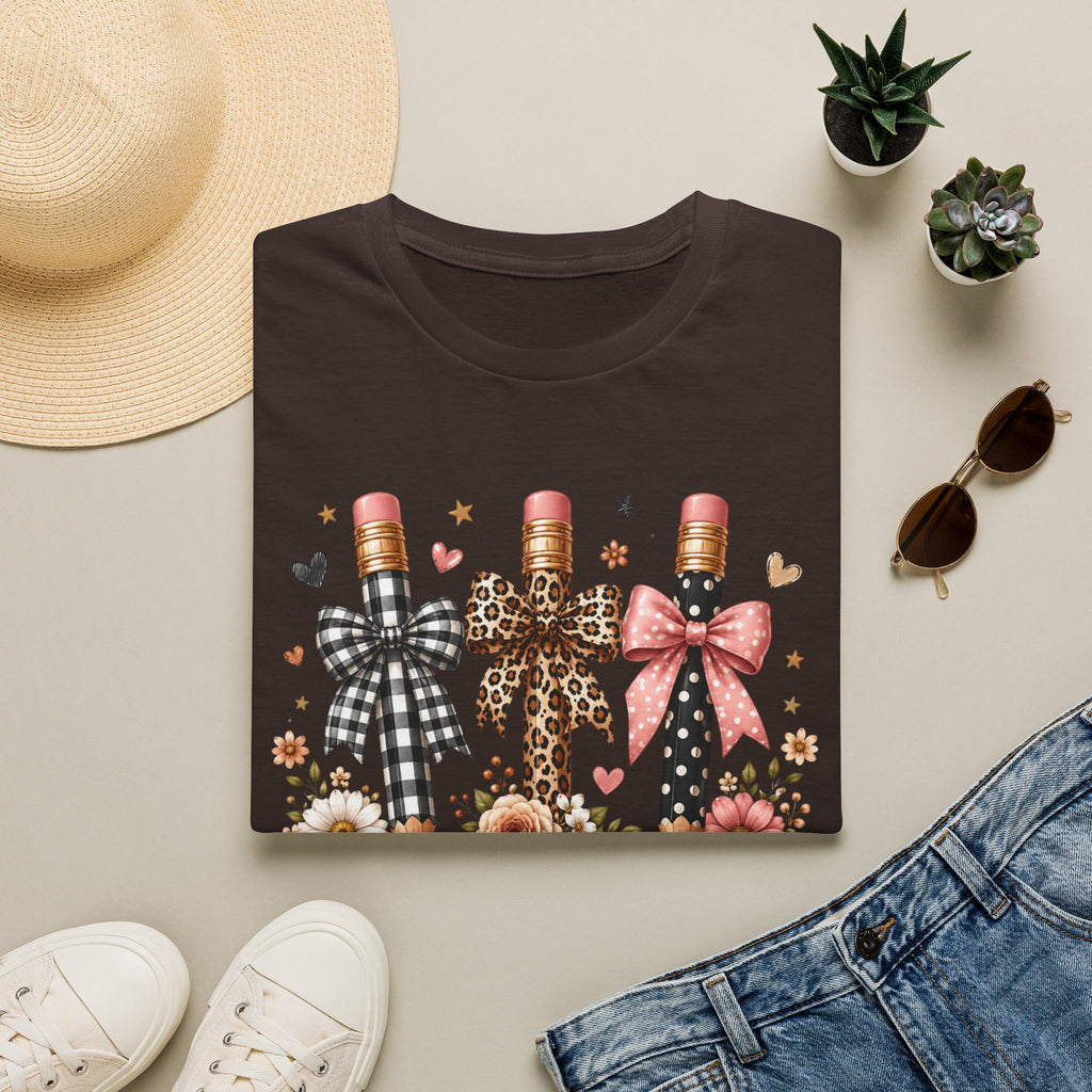 Teacher Pencil Bows T-Shirt — Cute Floral Teacher Appreciation Tee