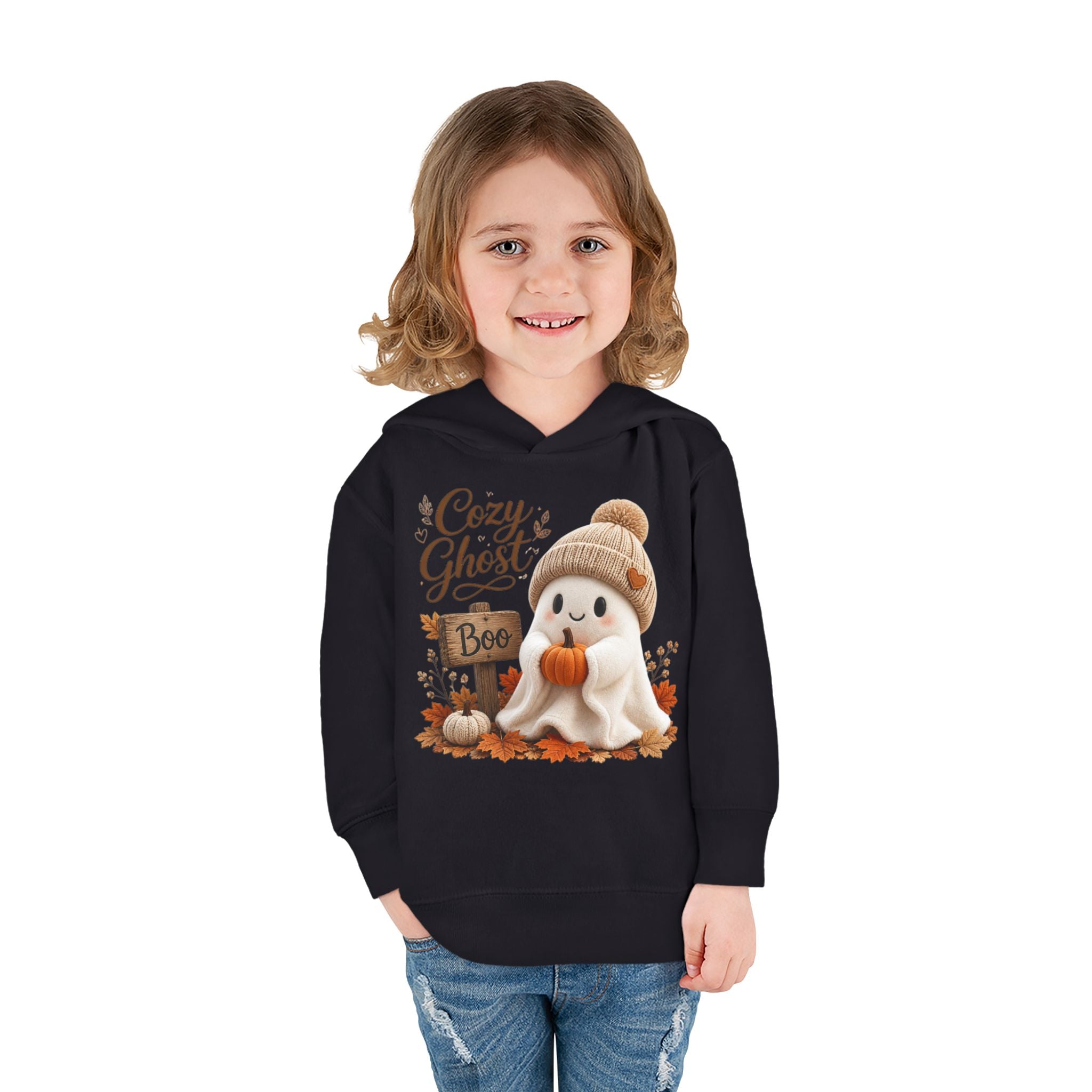 Toddler Hoodie – 'Cozy Ghost' Fall Halloween Pullover