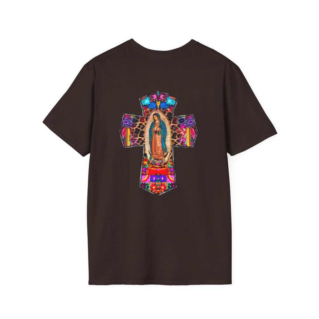 Our Lady of Guadalupe Cross T-Shirt — Colorful Mexican Folk Art Tee