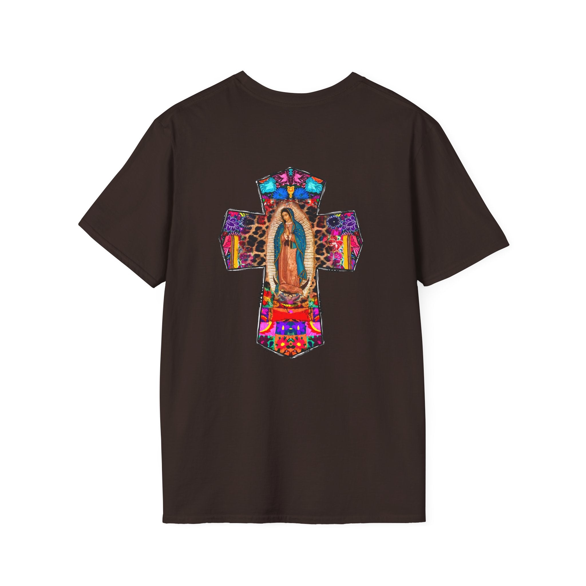 Our Lady of Guadalupe Cross T-Shirt — Colorful Mexican Folk Art Tee