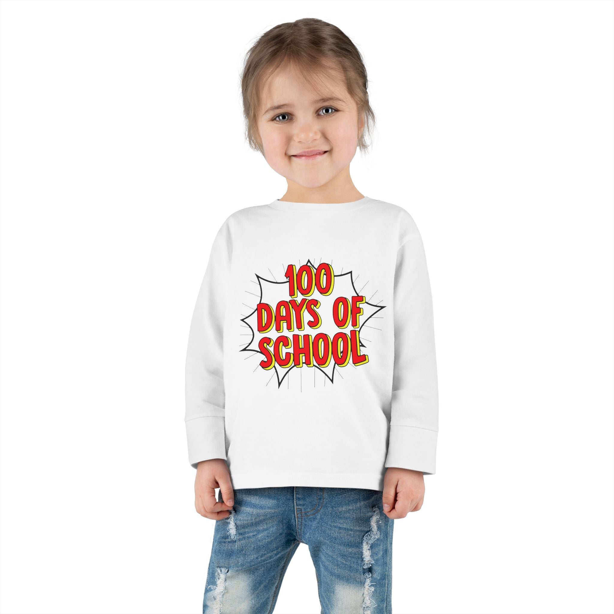 Toddler Long Sleeve Tee: "100 Days of School" Celebration Shirt