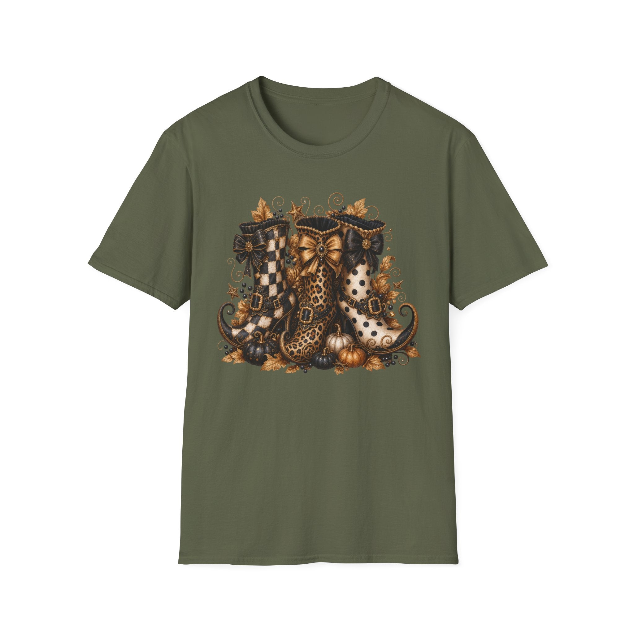 Leopard & Plaid Fall Boots Graphic T-Shirt