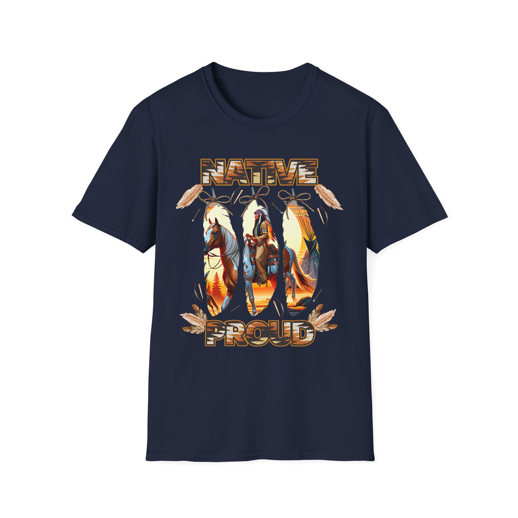 Native Proud T-Shirt — Tribal Feather Graphic Tee