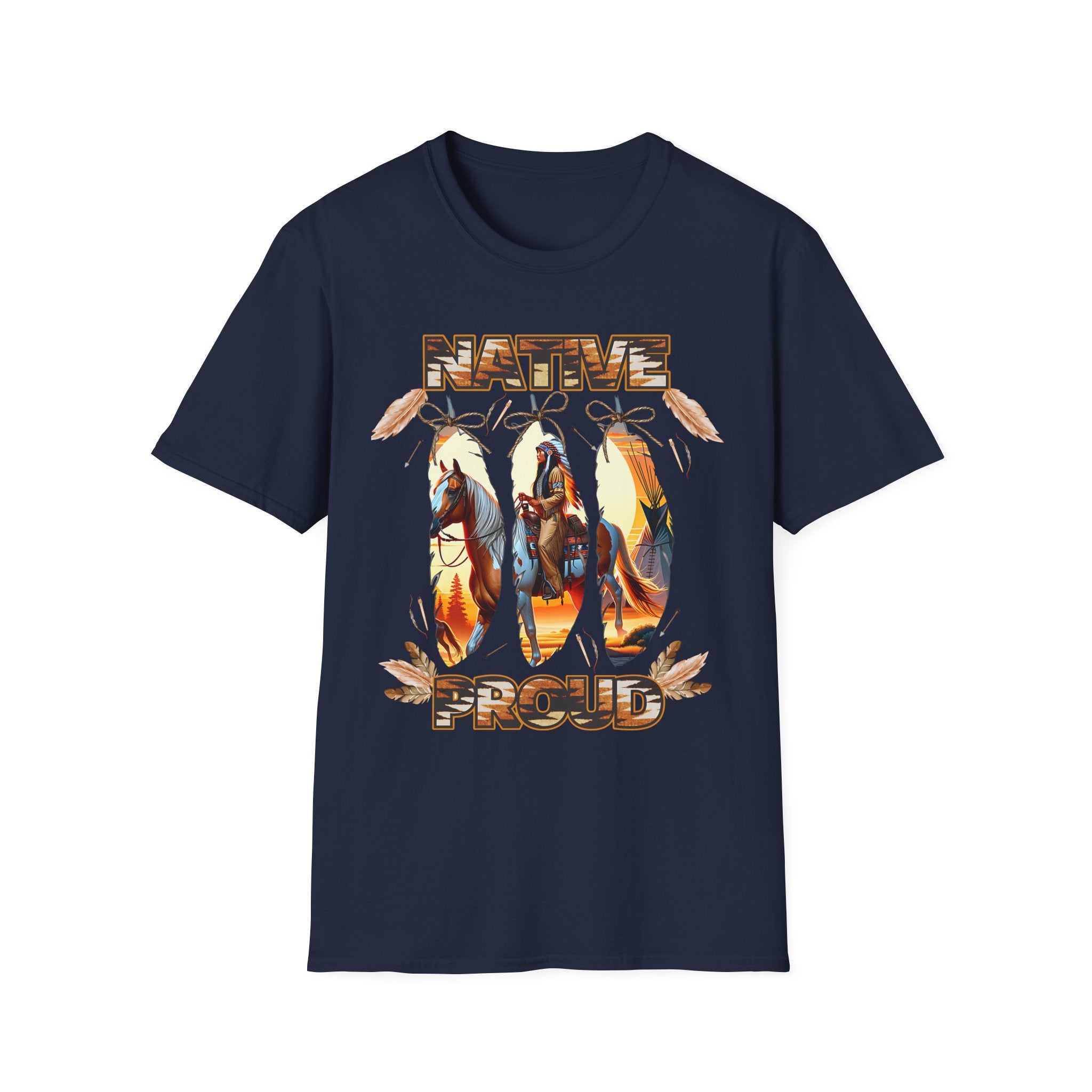 Native Proud T-Shirt — Tribal Feather Graphic Tee