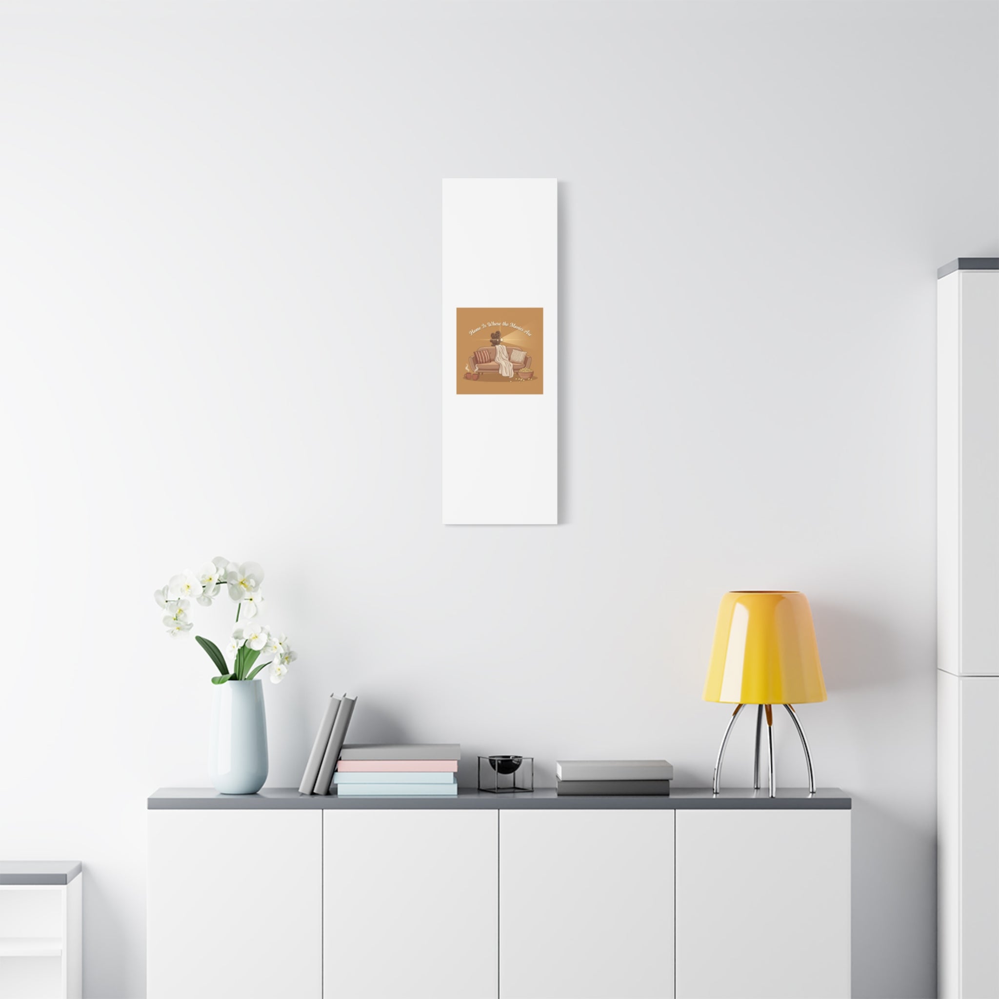 Home Is Where the Movies Are Canvas | cozy night art, home cinema decor