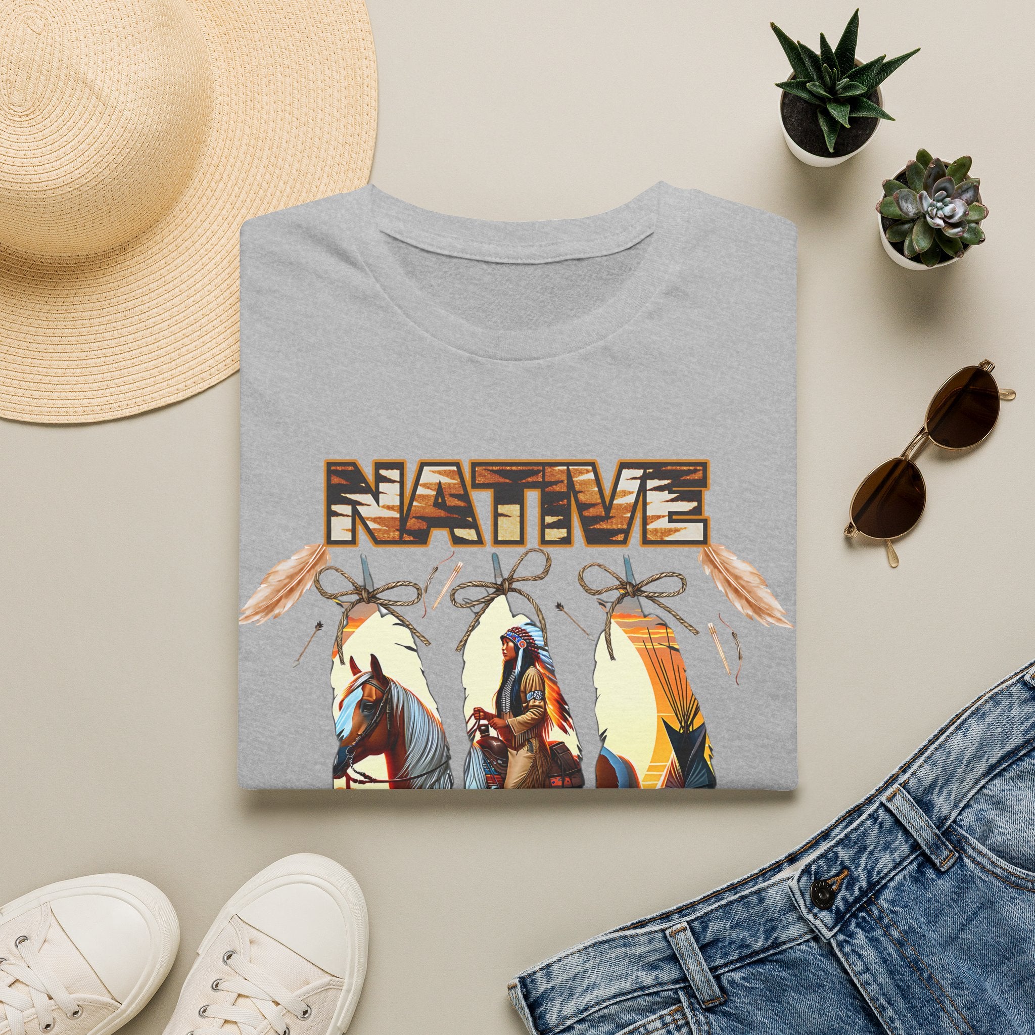 Native Proud T-Shirt — Tribal Feather Graphic Tee