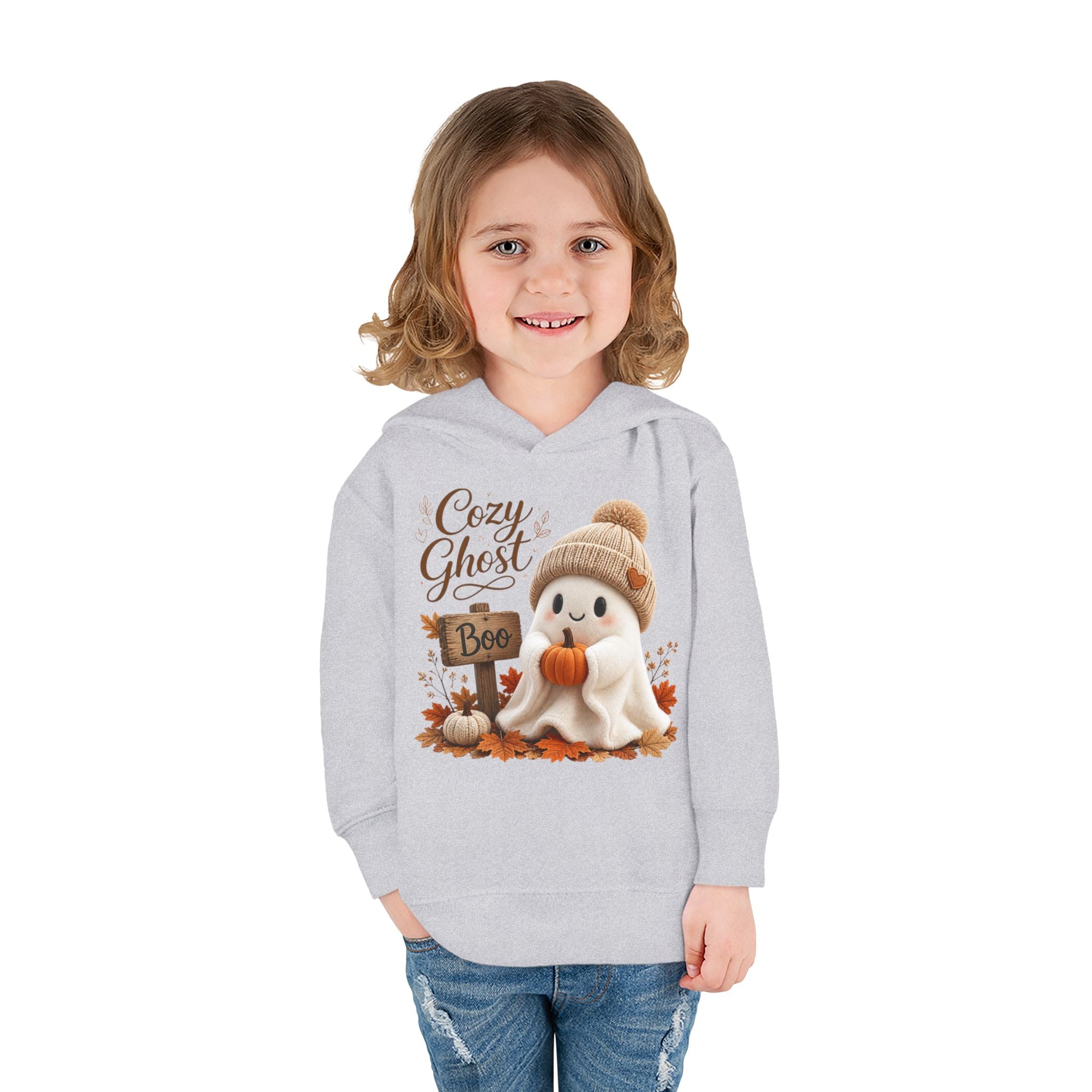 Toddler Hoodie – 'Cozy Ghost' Fall Halloween Pullover