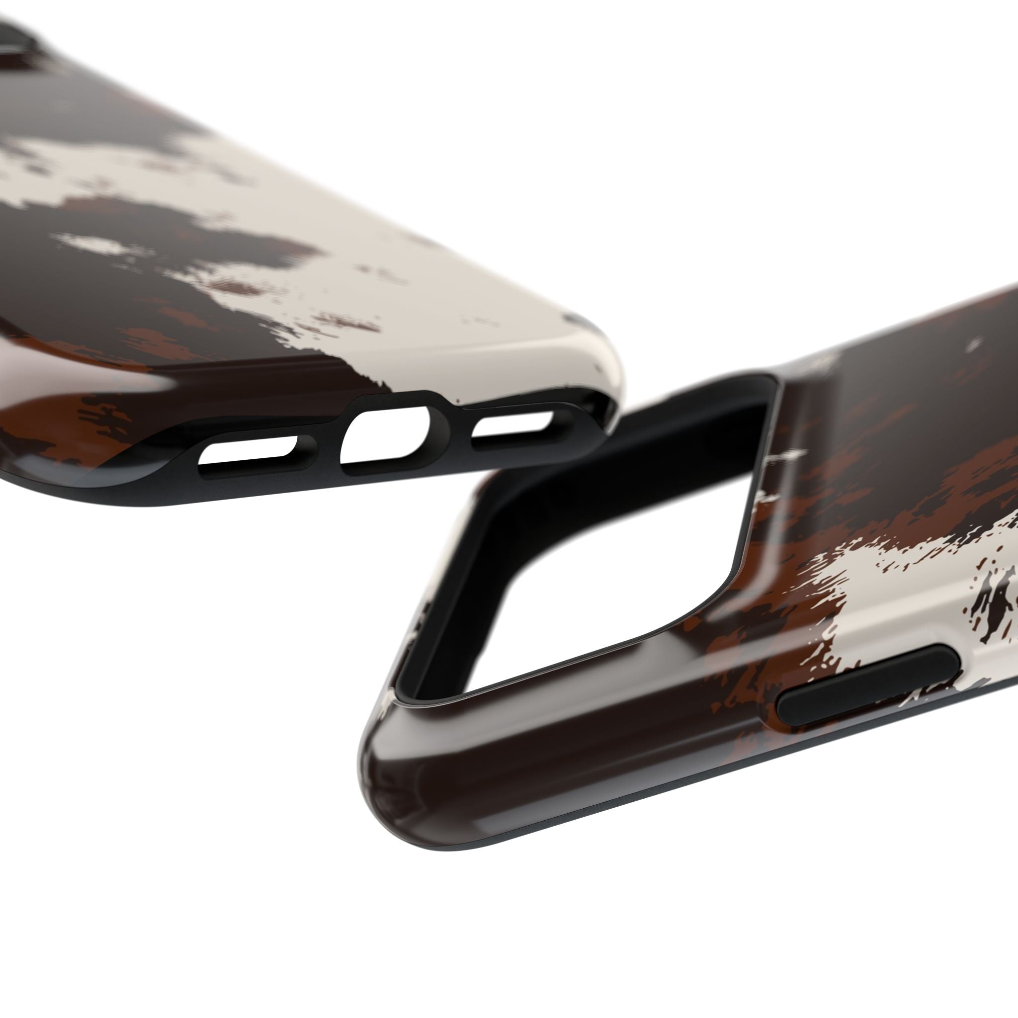 Cowhide Print Impact Phone Case — Brown & Cream Protective Cover