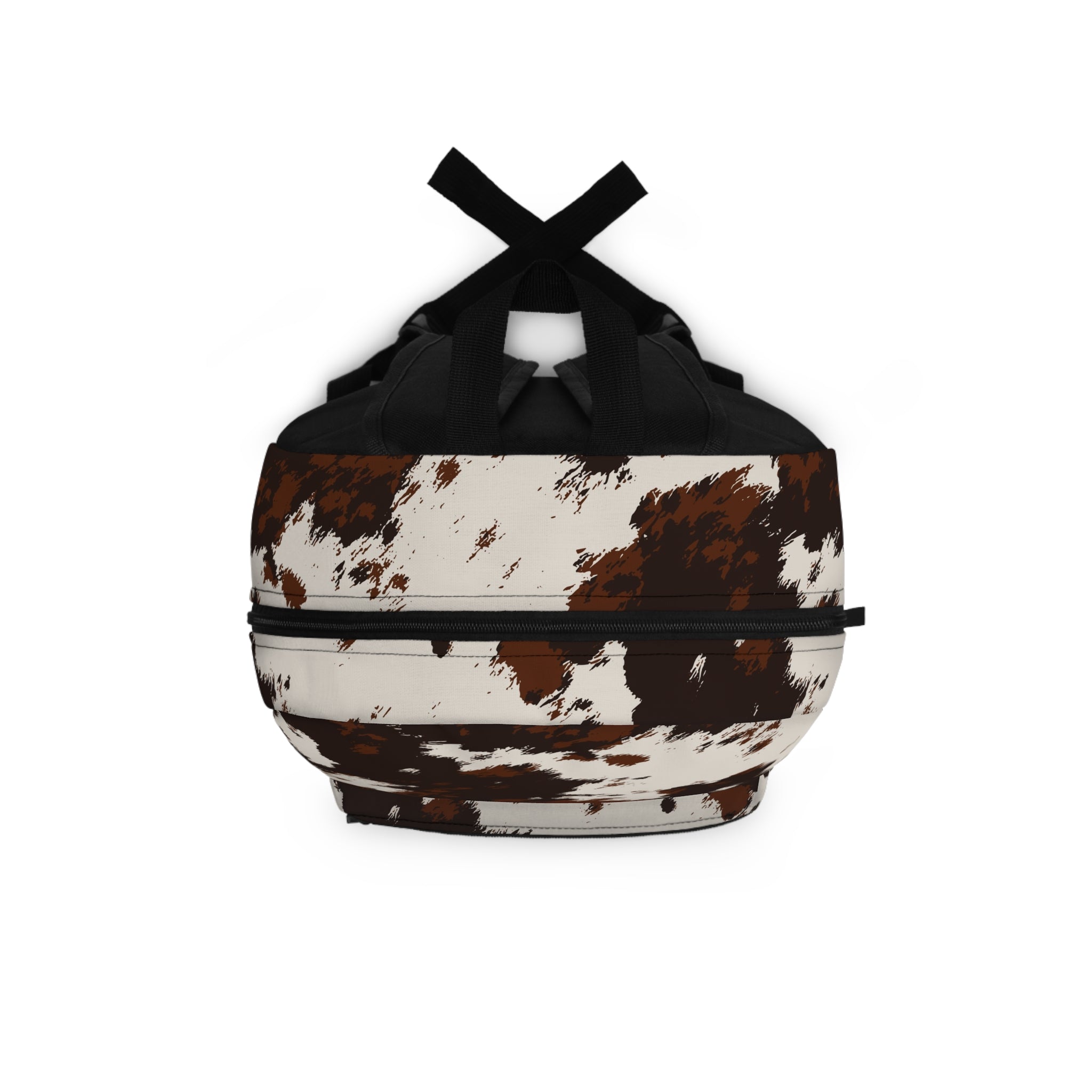 Cowhide Print Backpack — Brown White Western-Style School & Travel Bag