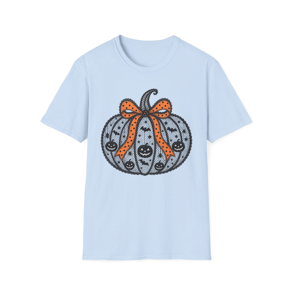 Halloween Pumpkin Bow T-Shirt — Cute Orange Polka Dot Pumpkin Tee