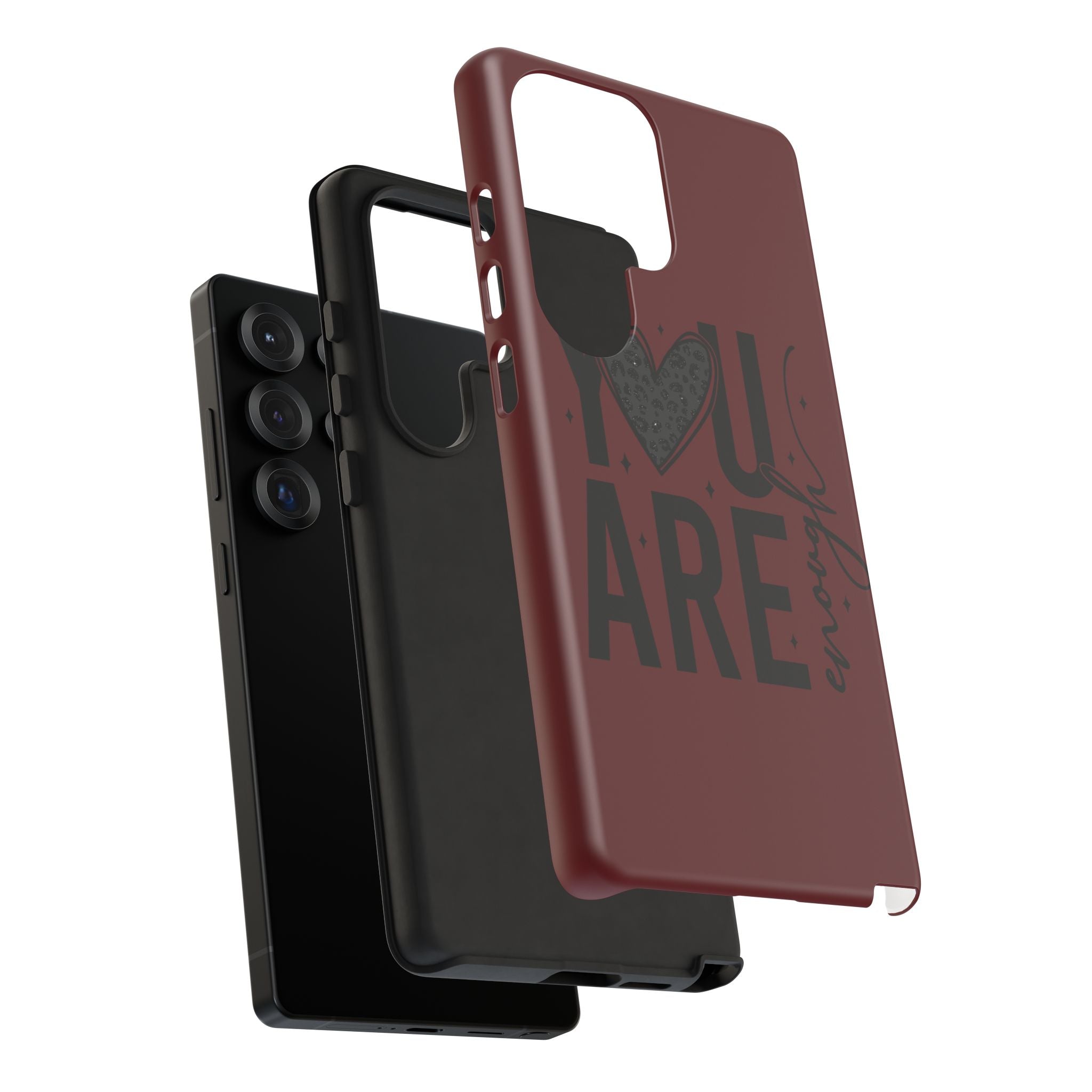 You Are Enough Phone Case — Inspirational Protective iPhone Cover (Maroon)