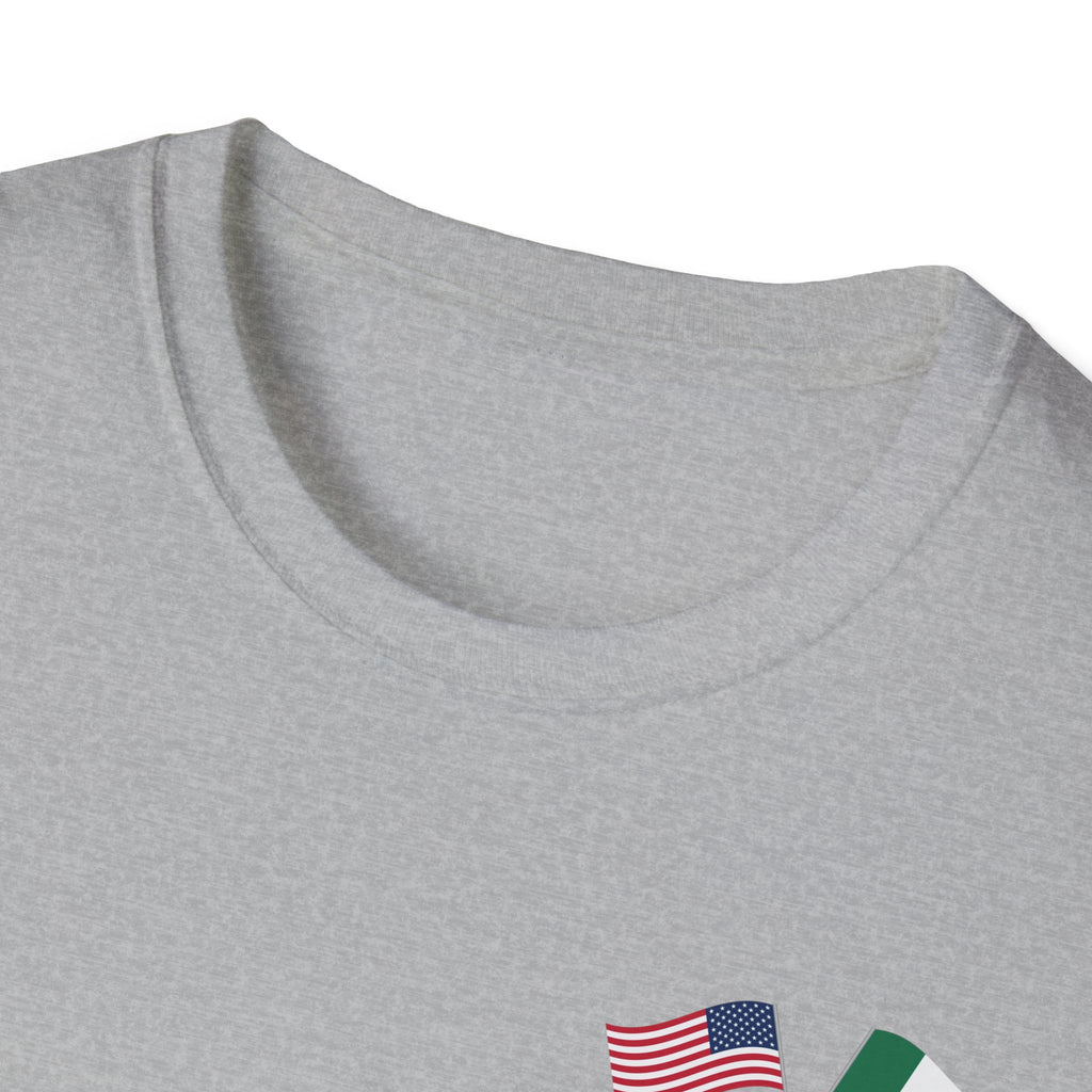 USA Mexico Flag T-Shirt — Small Crossed American & Mexican Flags Tee