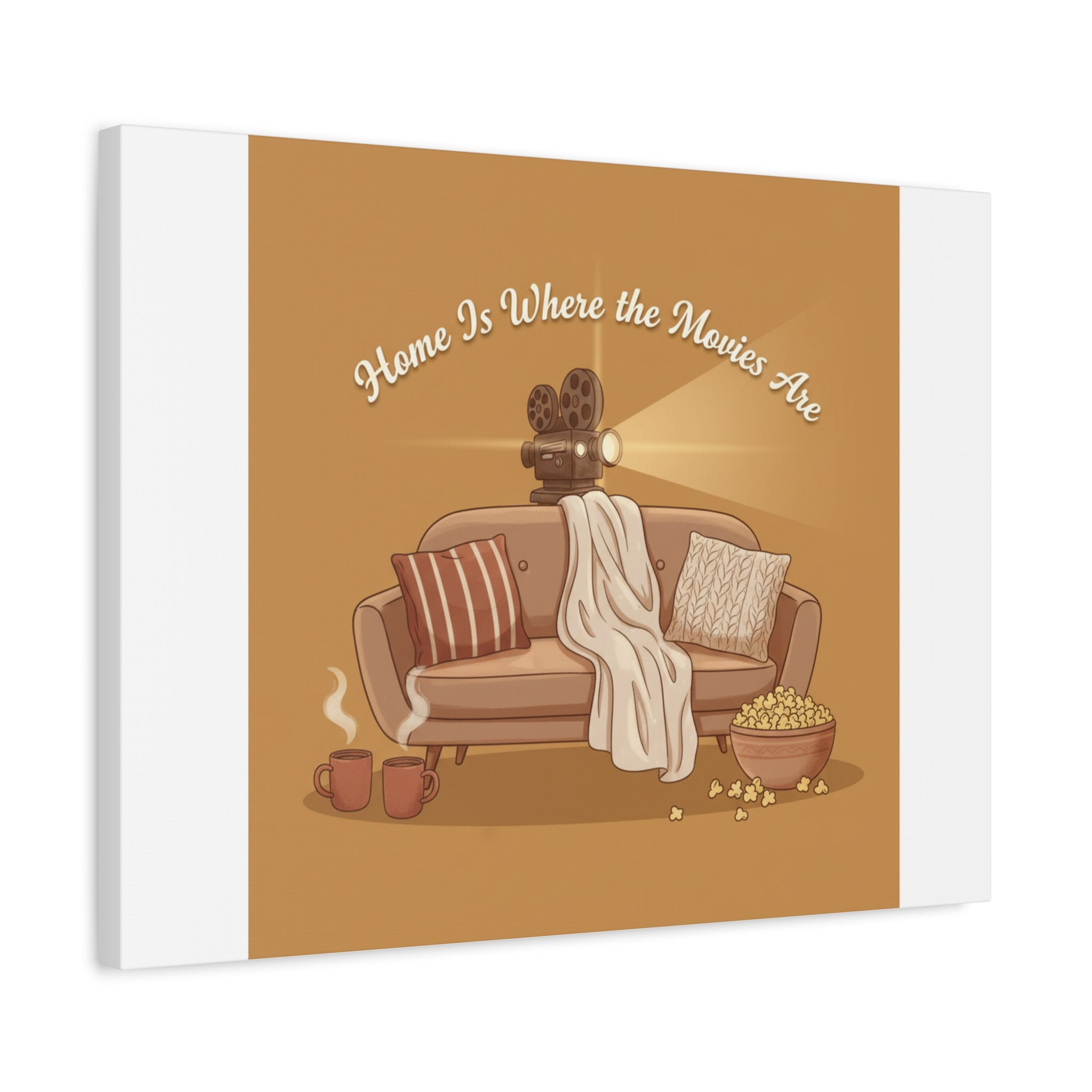 Home Is Where the Movies Are Canvas | cozy night art, home cinema decor