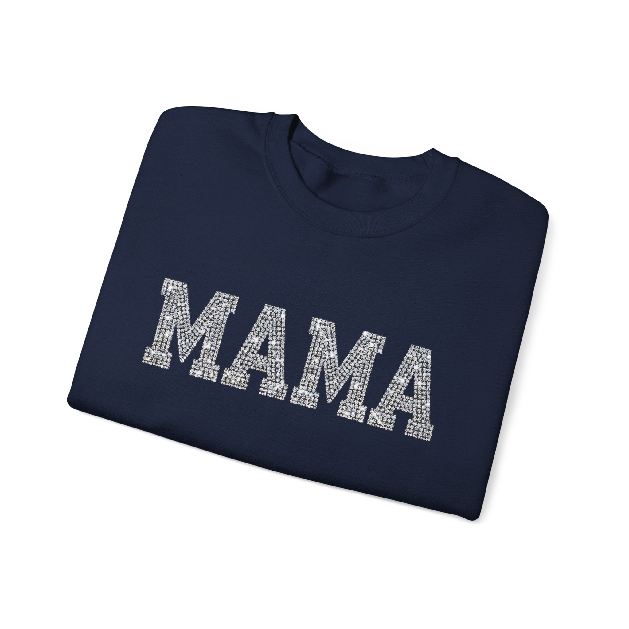 Mama Crewneck Sweatshirt — Casual Glitter Block Letter Mom Pullover