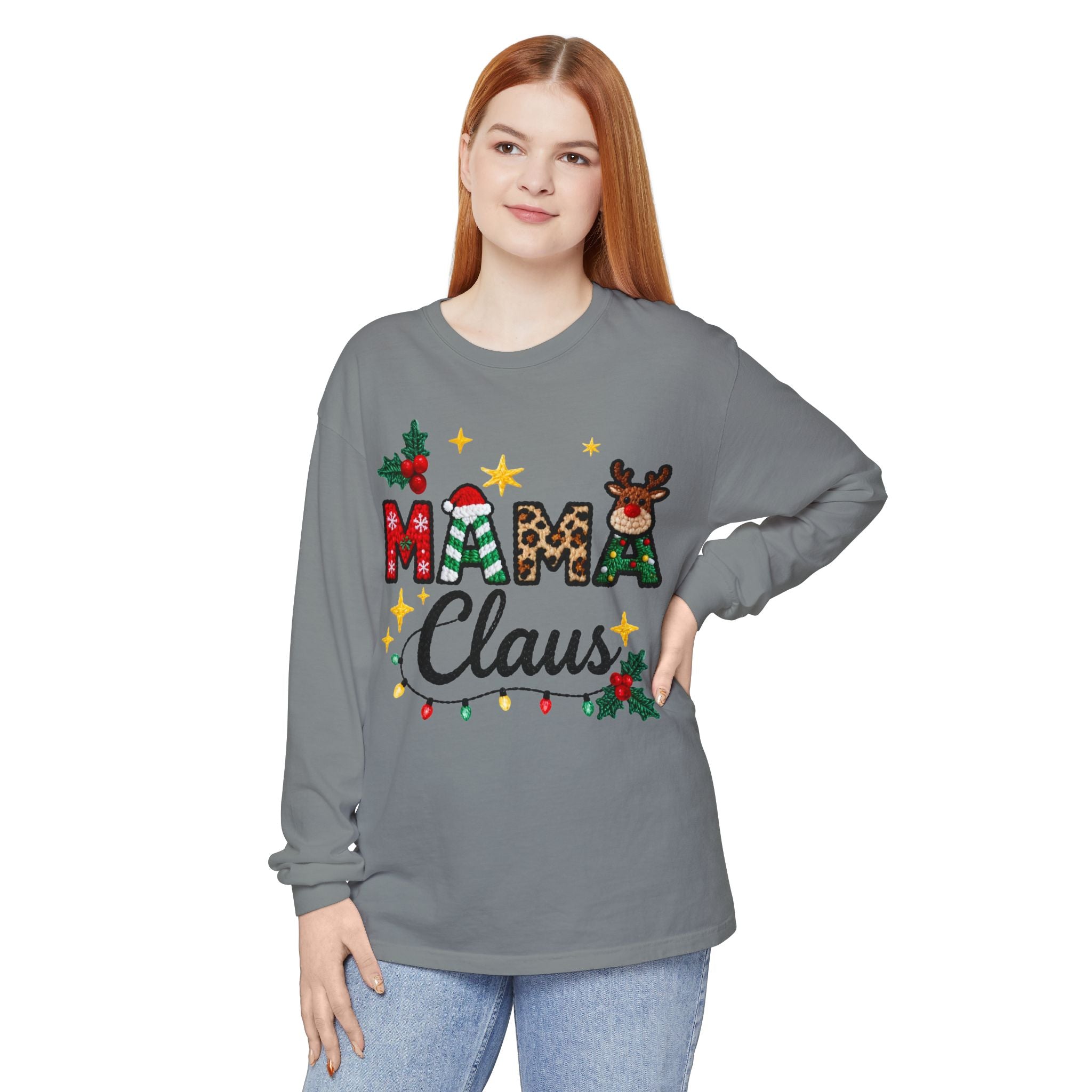 Mama Claus Long Sleeve Tee — Christmas Holiday Family Shirt