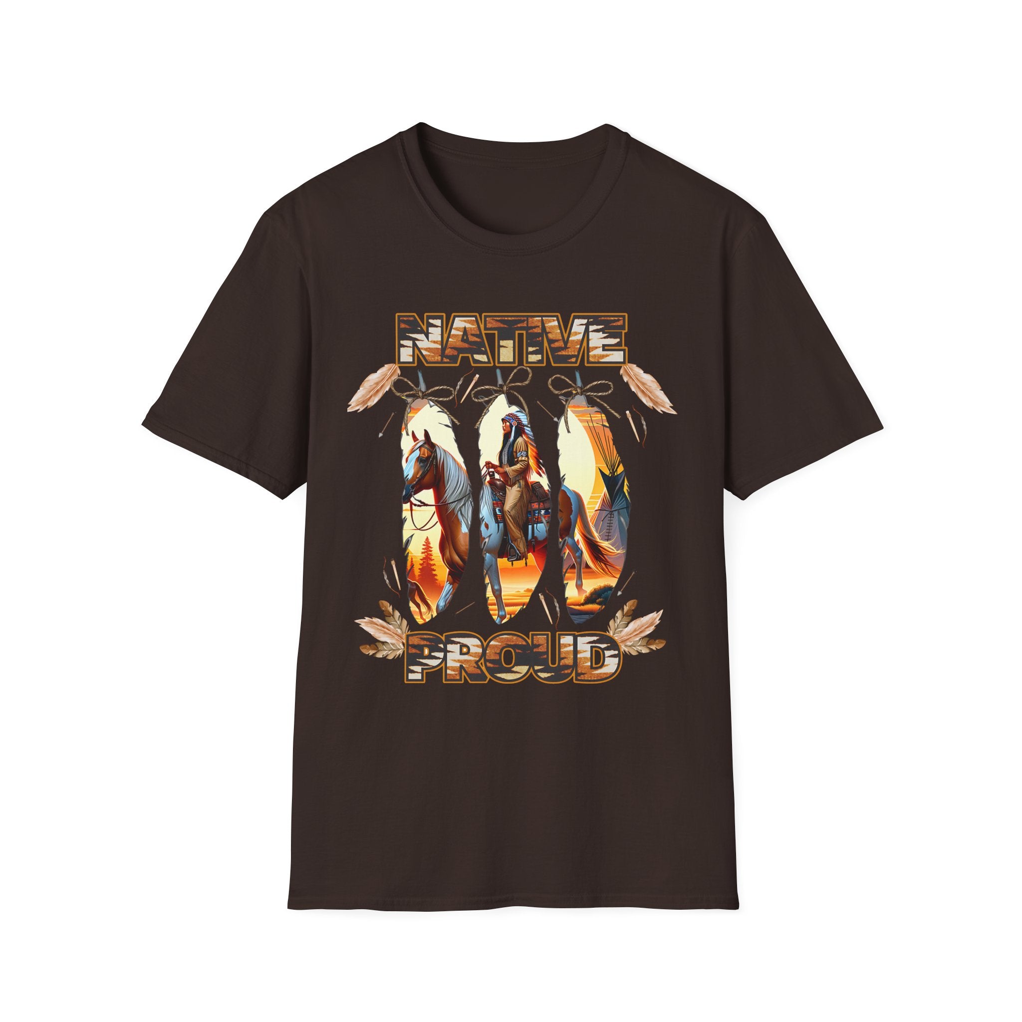 Native Proud T-Shirt — Tribal Feather Graphic Tee