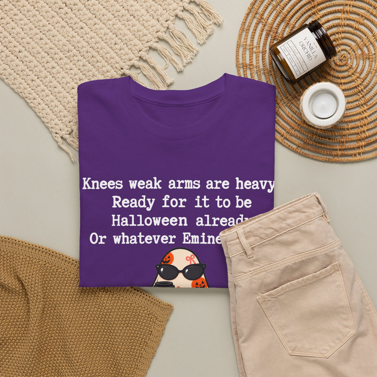 Funny Halloween Ghost T‑Shirt – "Knees Weak Arms Are Heavy" Pumpkin Ghost Tee