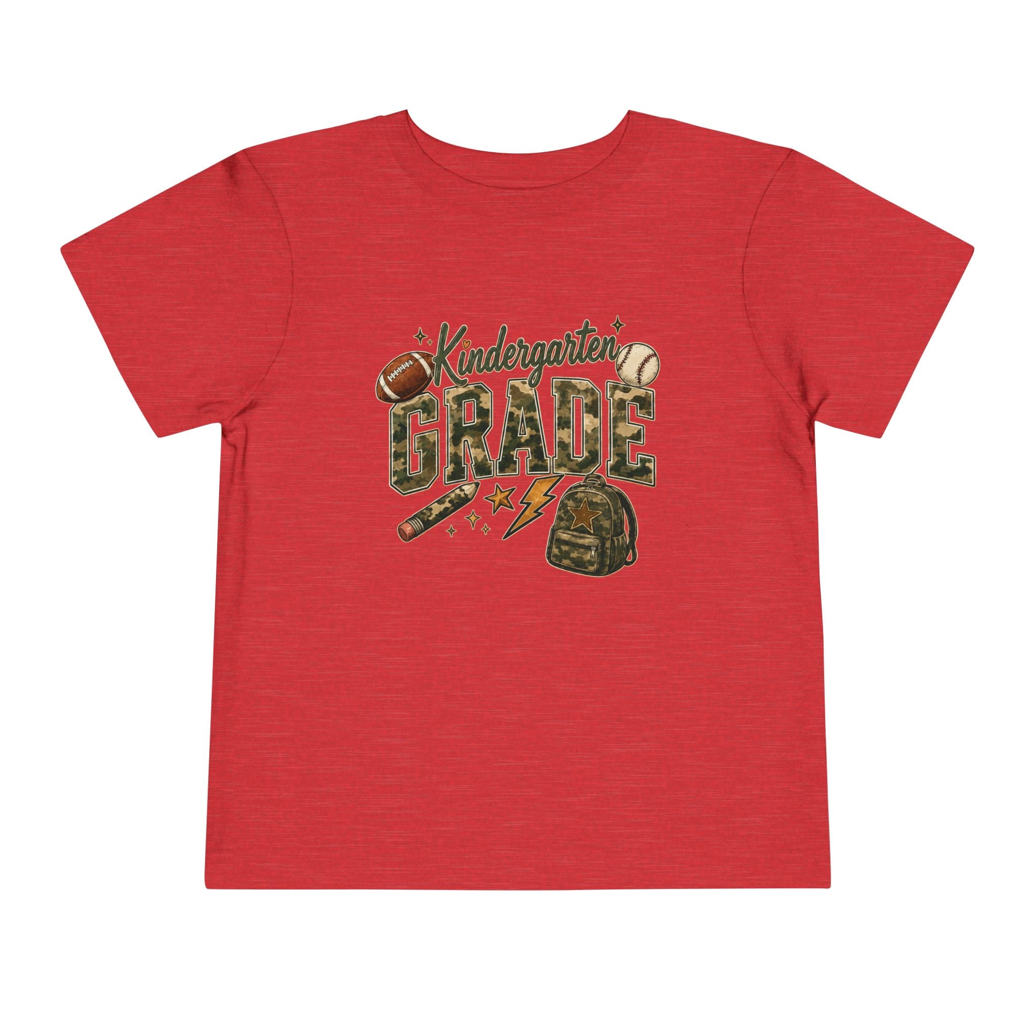 Kindergarten Grade Toddler Tee — Cute Back-to-School Football & Backpack Shirt