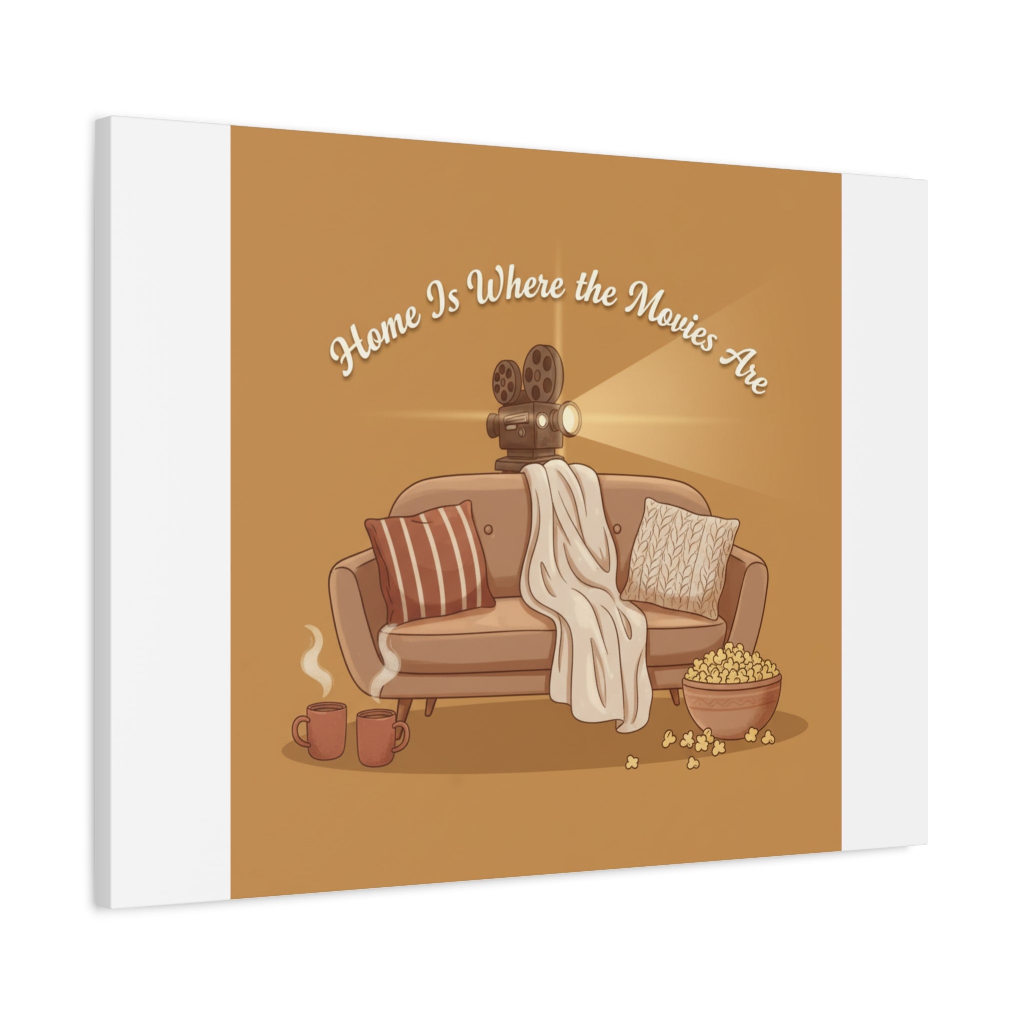 Home Is Where the Movies Are Canvas | cozy night art, home cinema decor