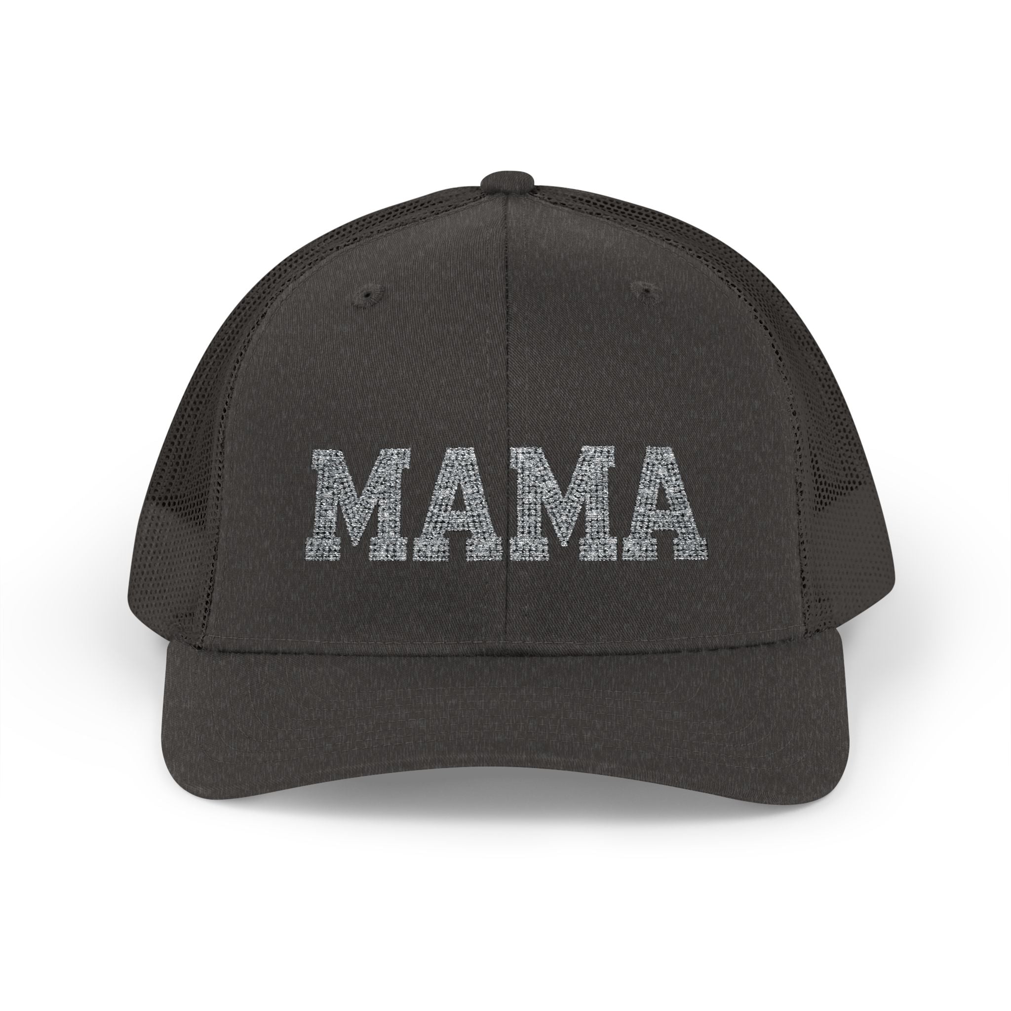 Mama Snapback Trucker Cap — Glitter Script "MAMA" Mesh Back Hat for Moms, Mother's Day Gift