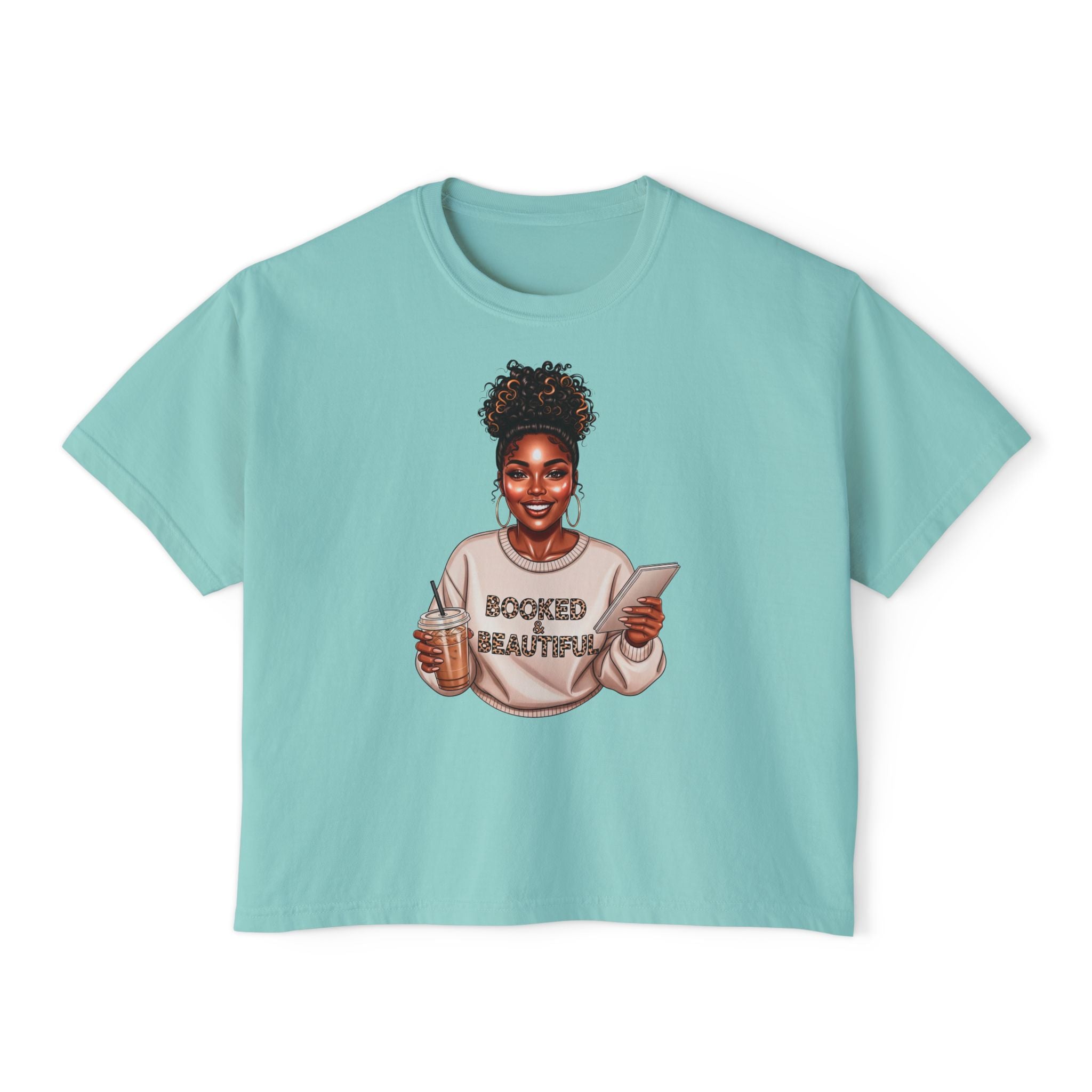 Booked & Beautiful Women's Boxy Tee — Empowering Black Girl Magic Graphic Shirt