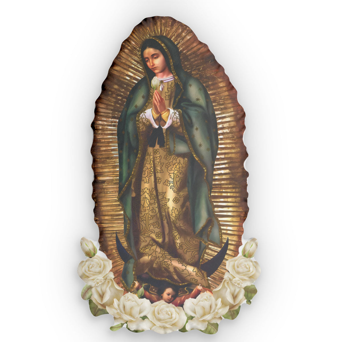 Our Lady of Guadalupe Shaped Pillow — Religious Decorative Cushion