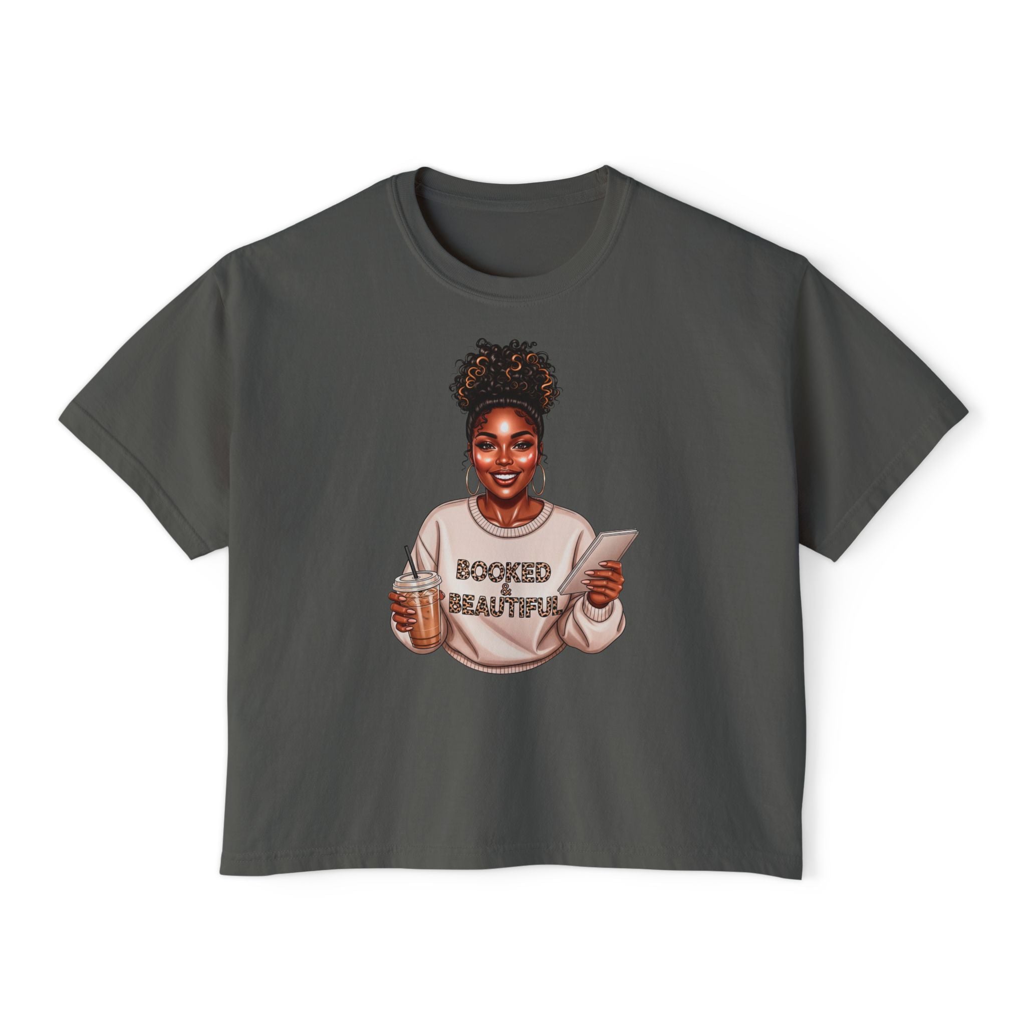 Booked & Beautiful Women's Boxy Tee — Empowering Black Girl Magic Graphic Shirt