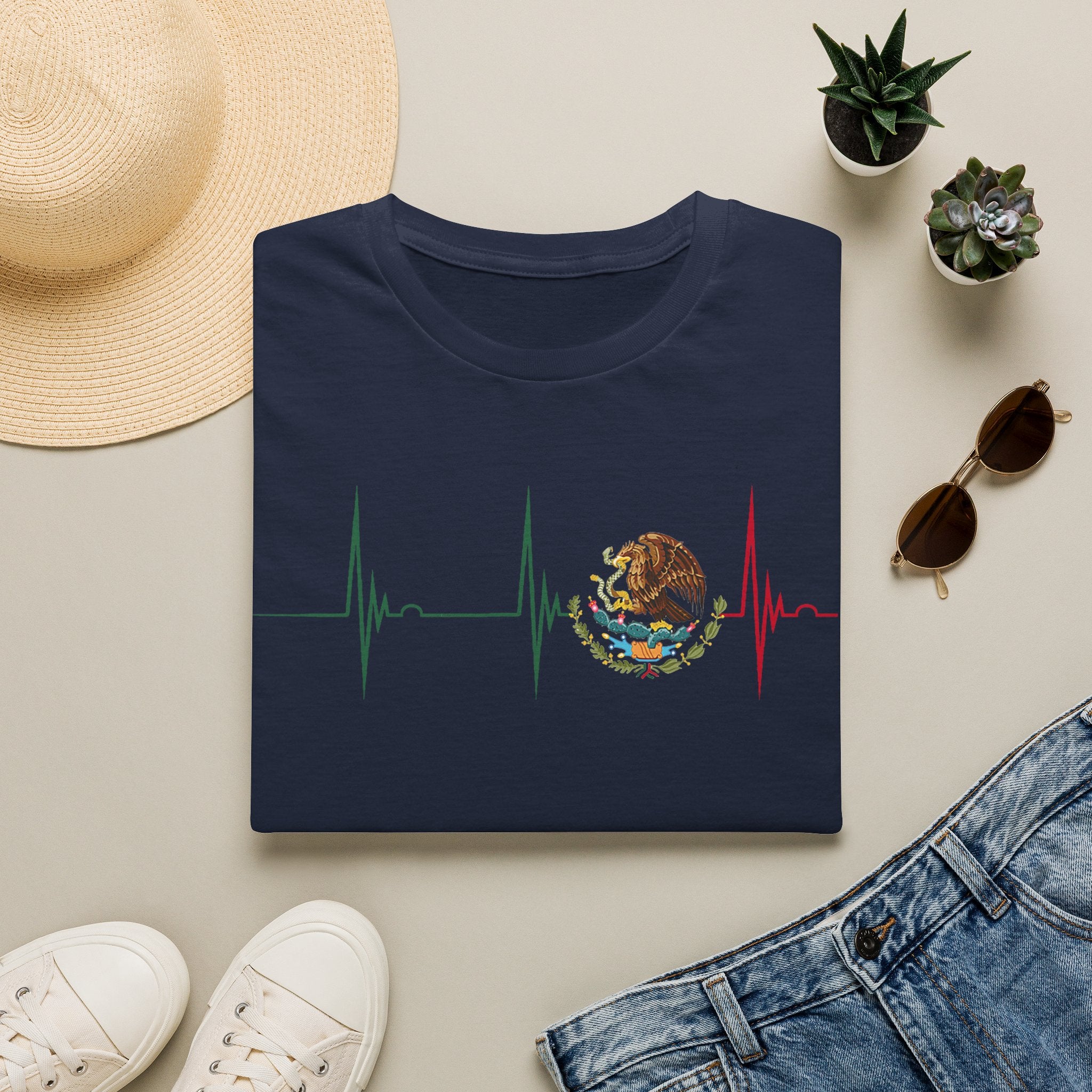 Mexican Heartbeat T-Shirt — Mexican Flag Eagle ECG Graphic Tee