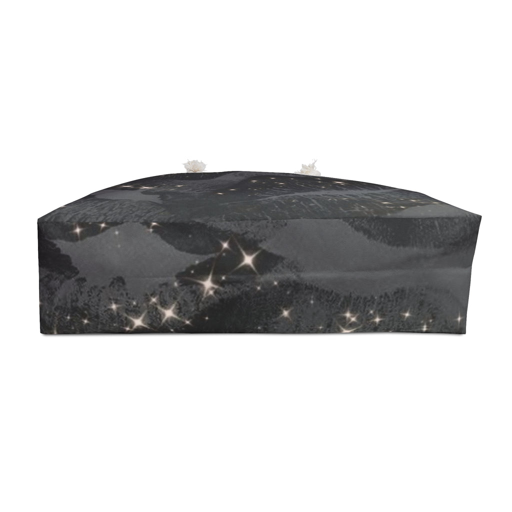 Black Sparkle Lip Print Weekender Bag — Glitter Kiss Travel Tote