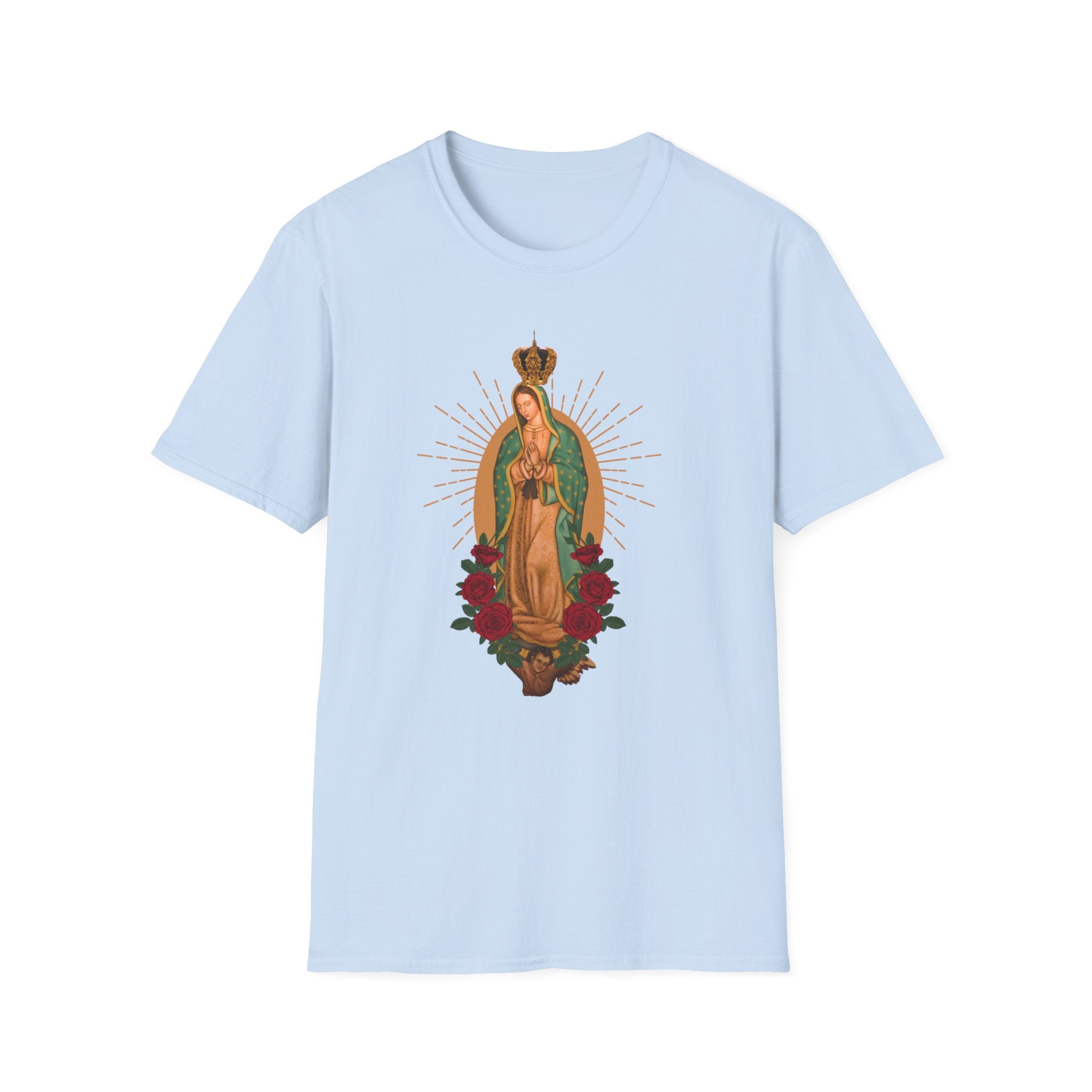 Our Lady of Guadalupe illustration T-Shirt | Virgin Mary, roses, devotional art