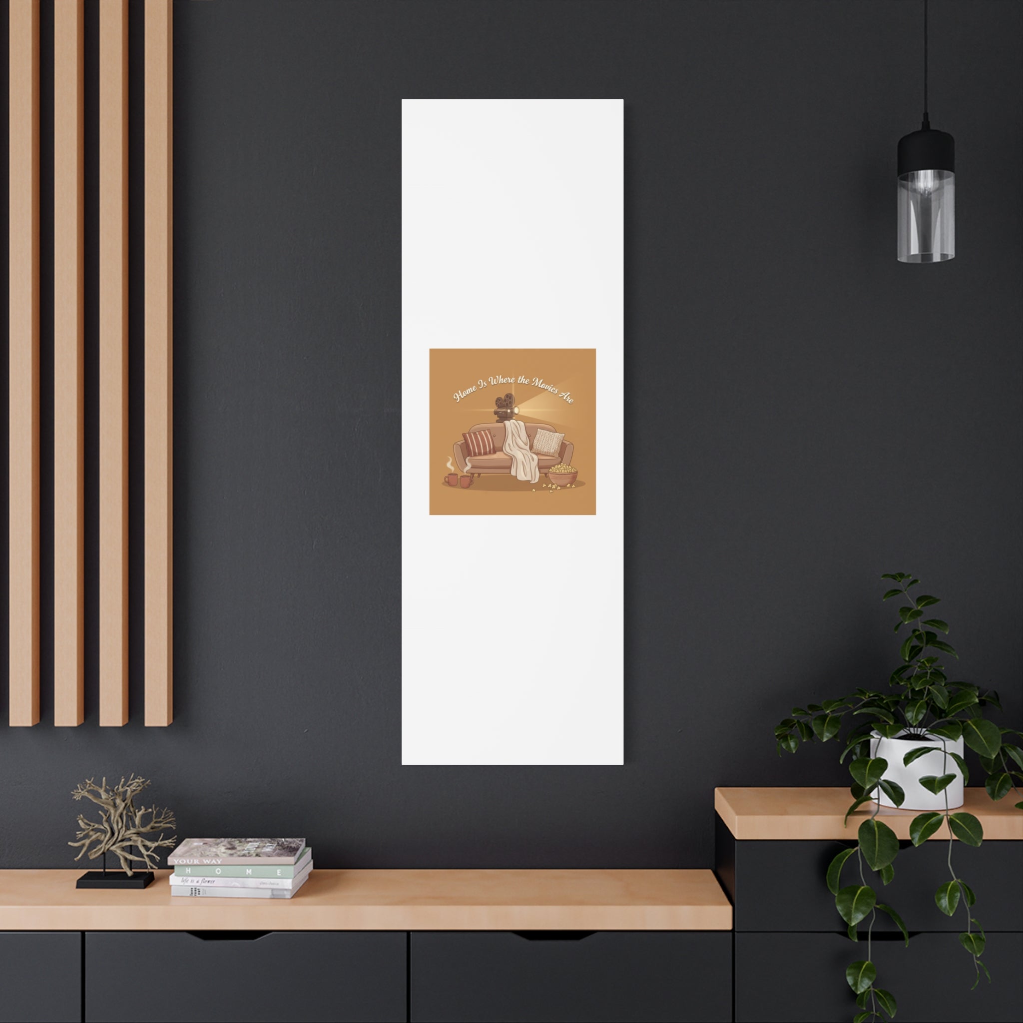 Home Is Where the Movies Are Canvas | cozy night art, home cinema decor