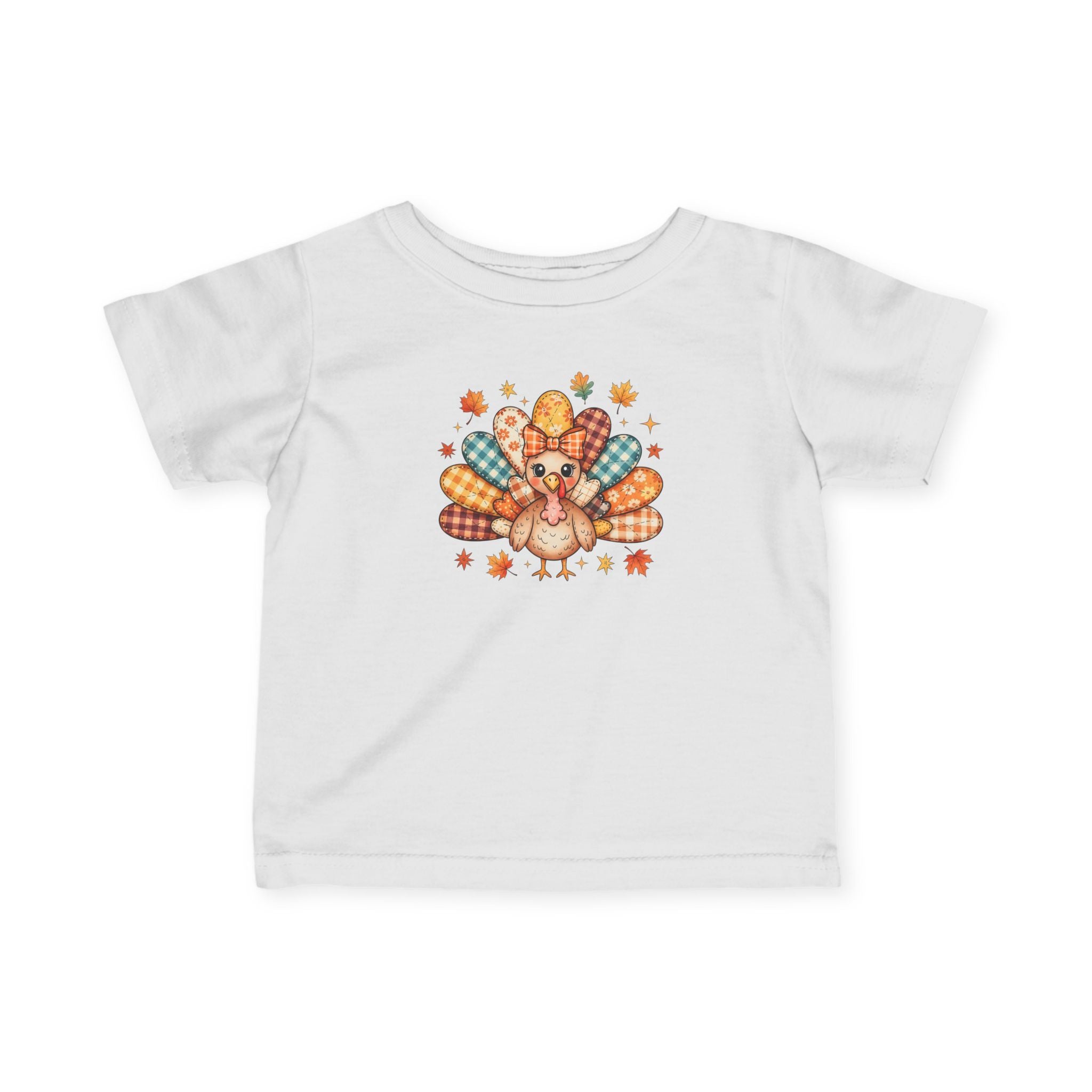 Infant Tee — Cute Thanksgiving Patchwork Turkey Baby Shirt