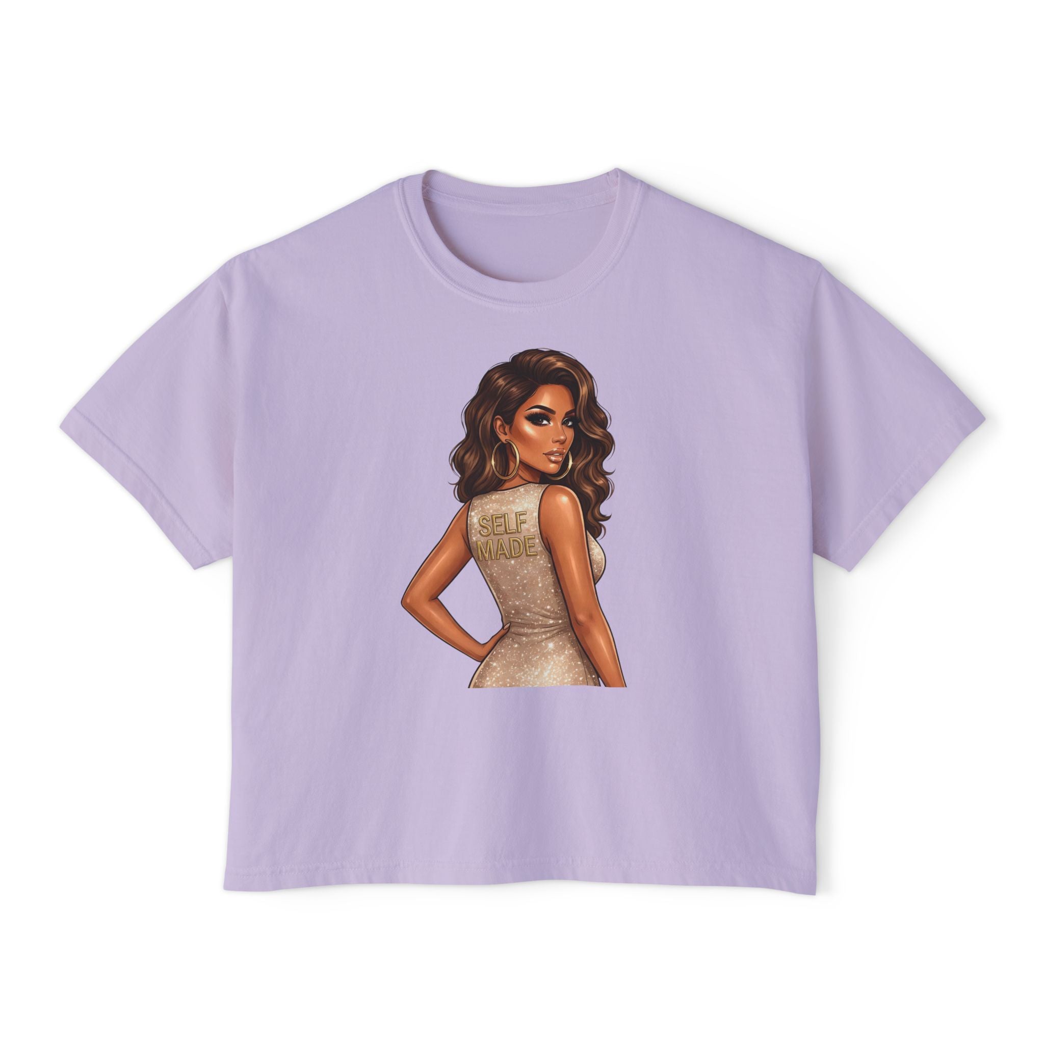Boxy Tee — Glam Girl Illustration Graphic T-Shirt