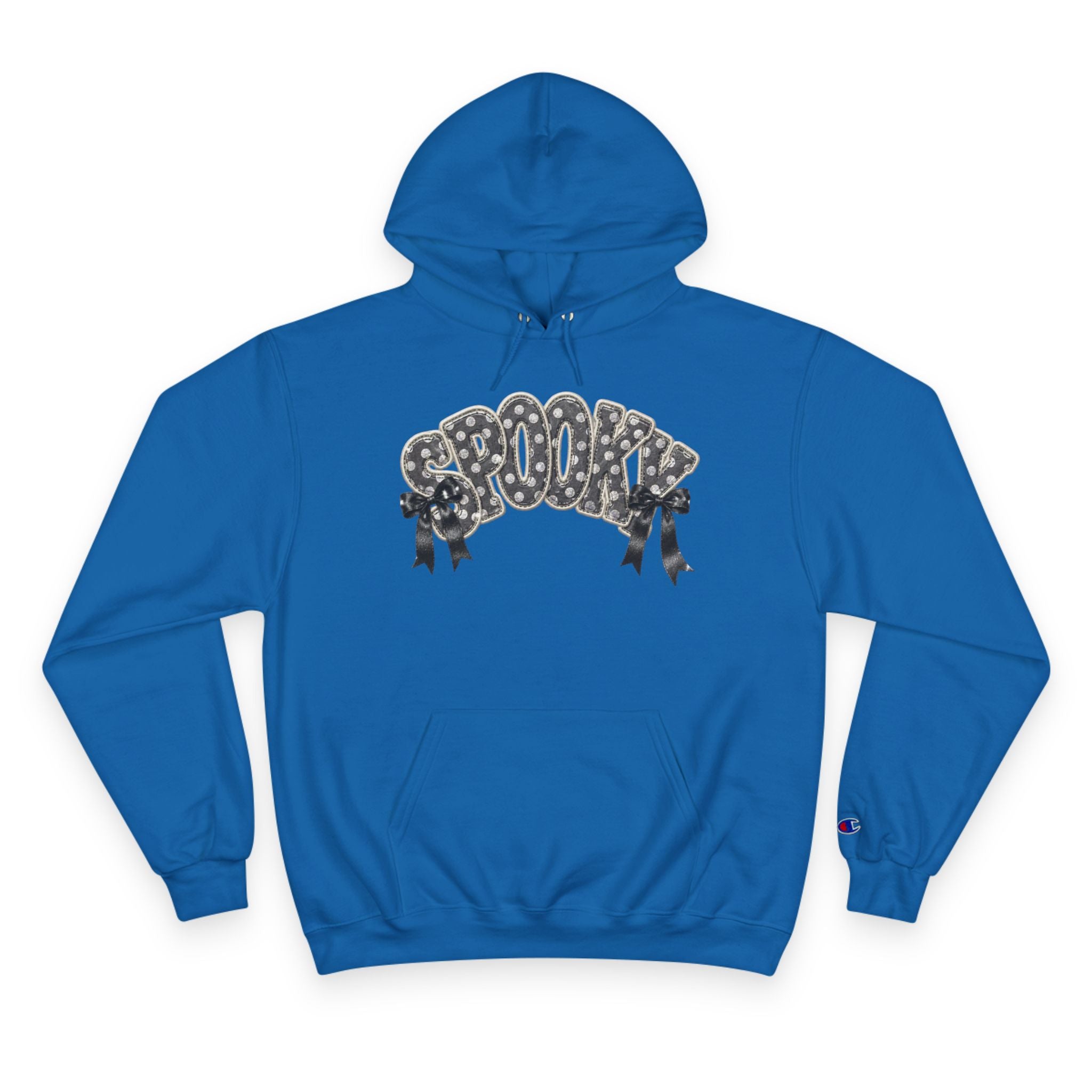 Spooky Floral Champion Hoodie — White Halloween Graphic Sweatshirt