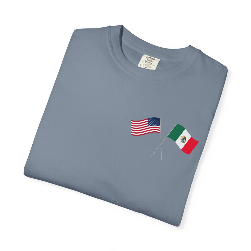 Rose Bouquet T-Shirt — Vintage Red & Blue Floral Back Graphic