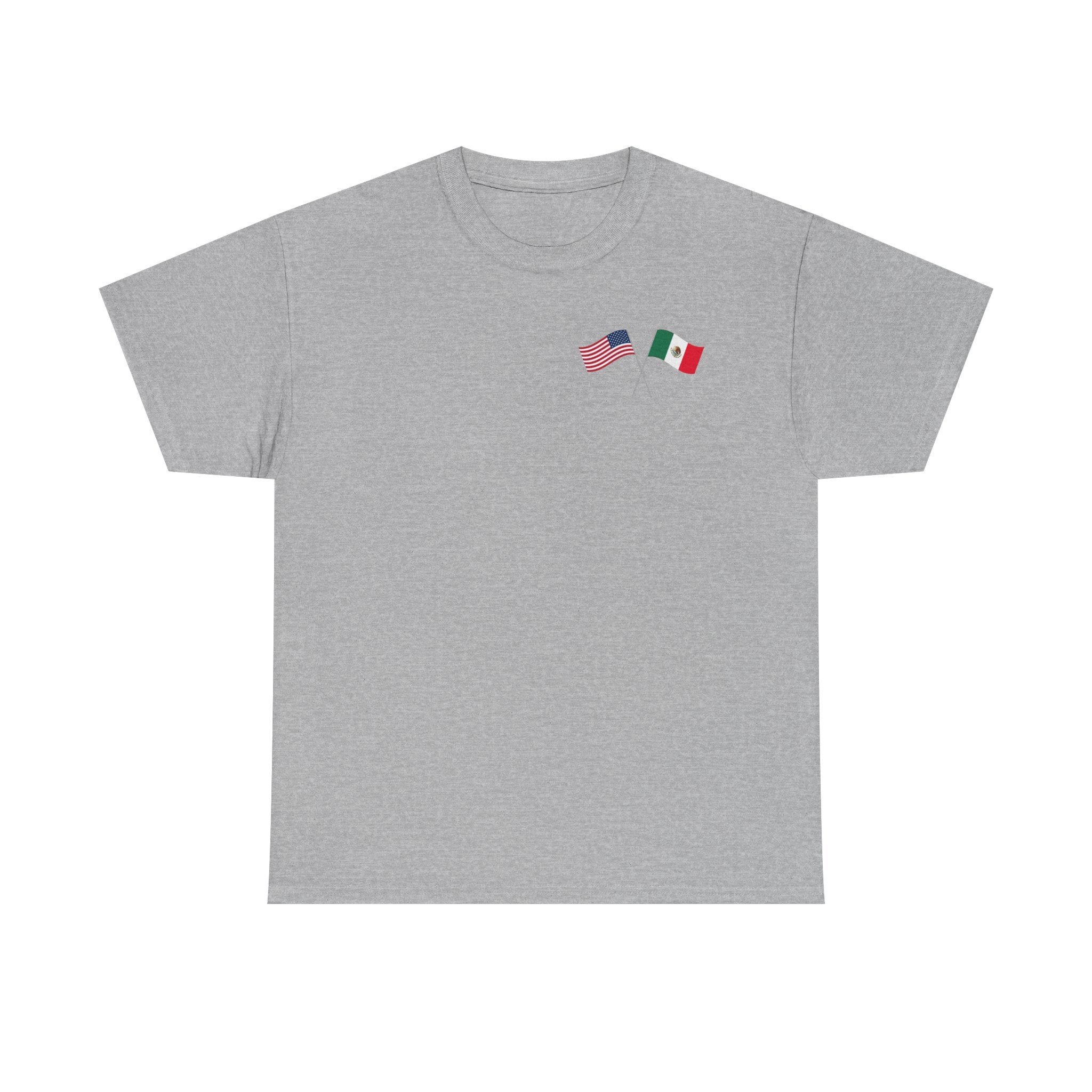 American & Italian Flag Tee with Vintage Rose Back — Patriotic Floral T-Shirt