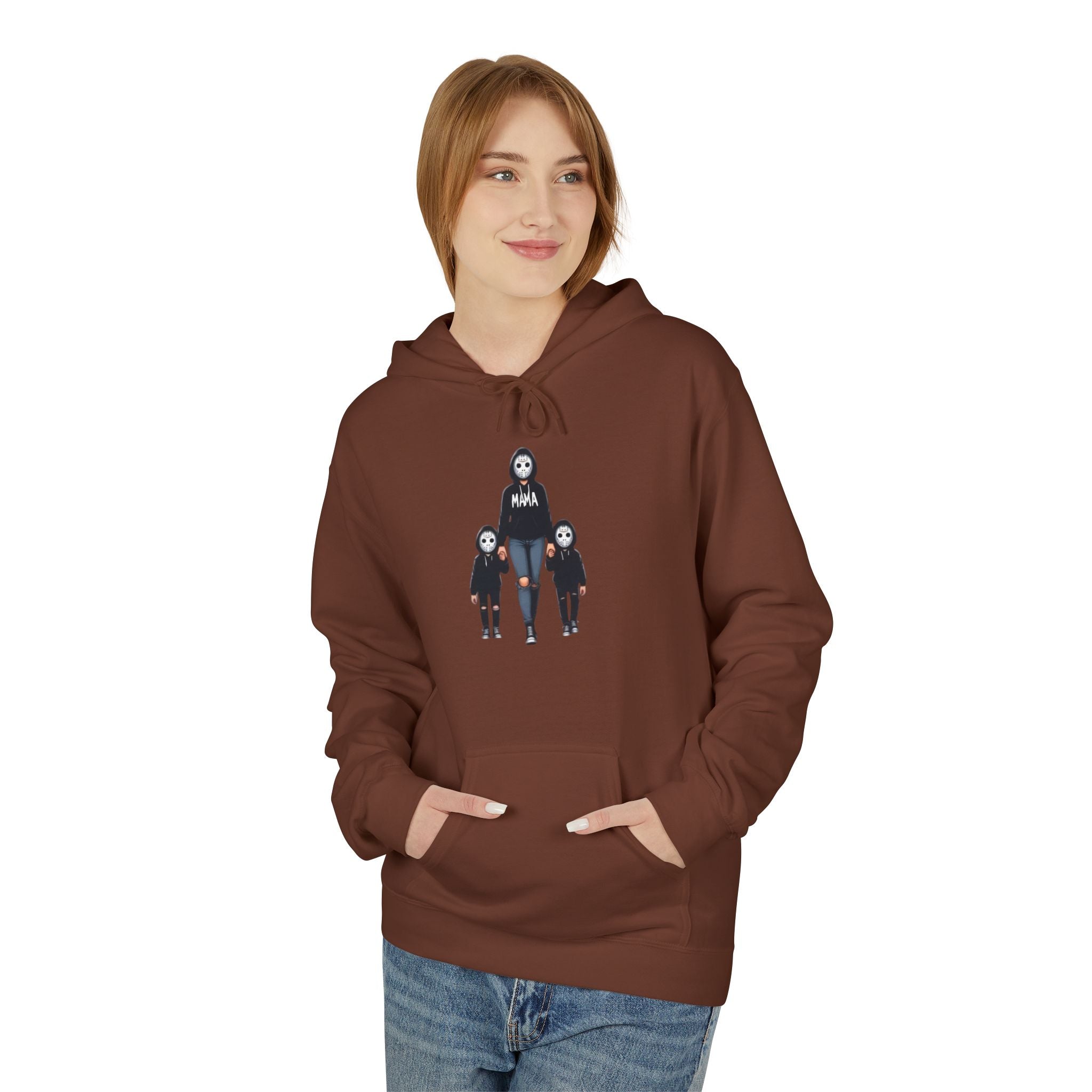 Horror Family Graphic Hoodie – Creepy Trio Skeleton & Child Design