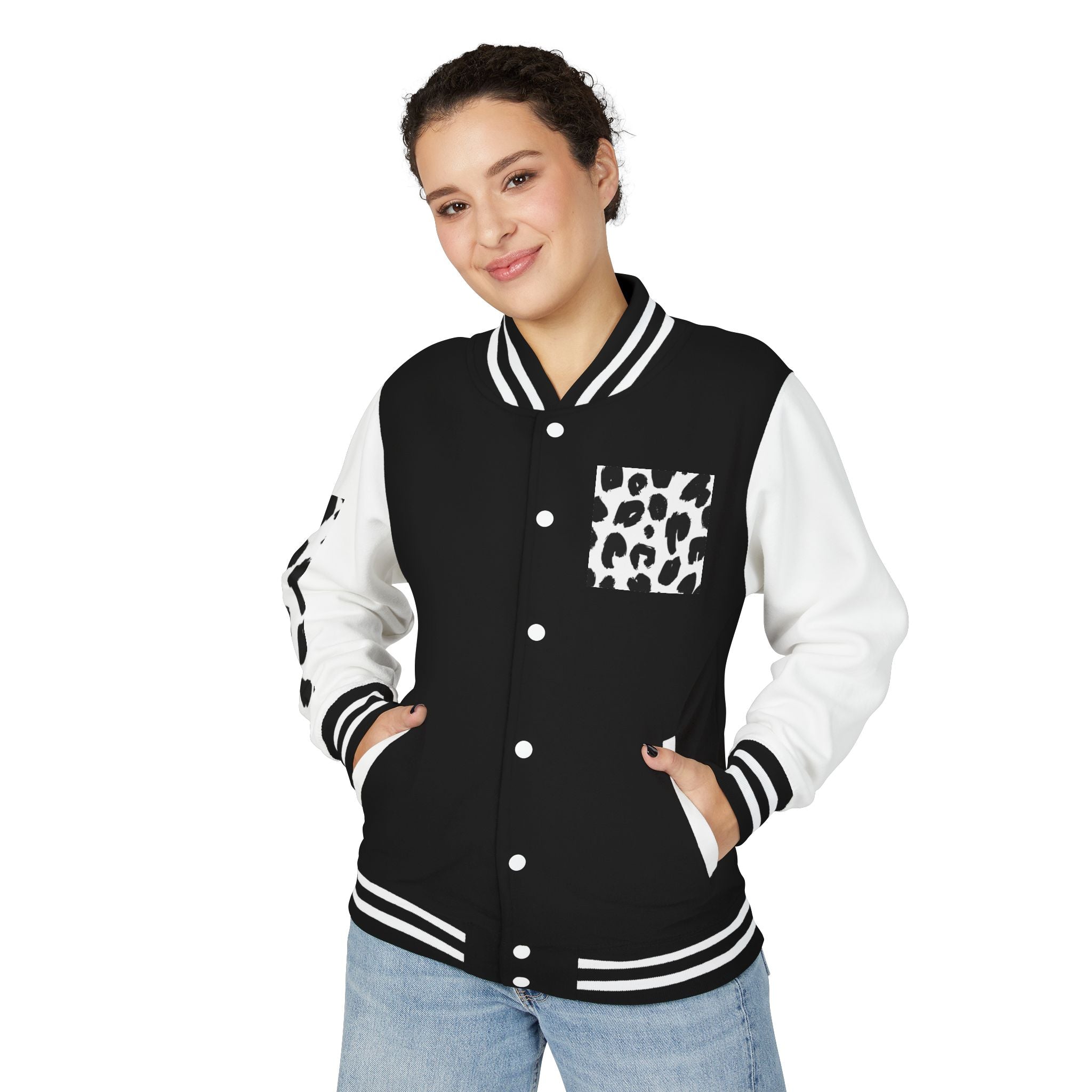 Leopard Patch Letterman Jacket