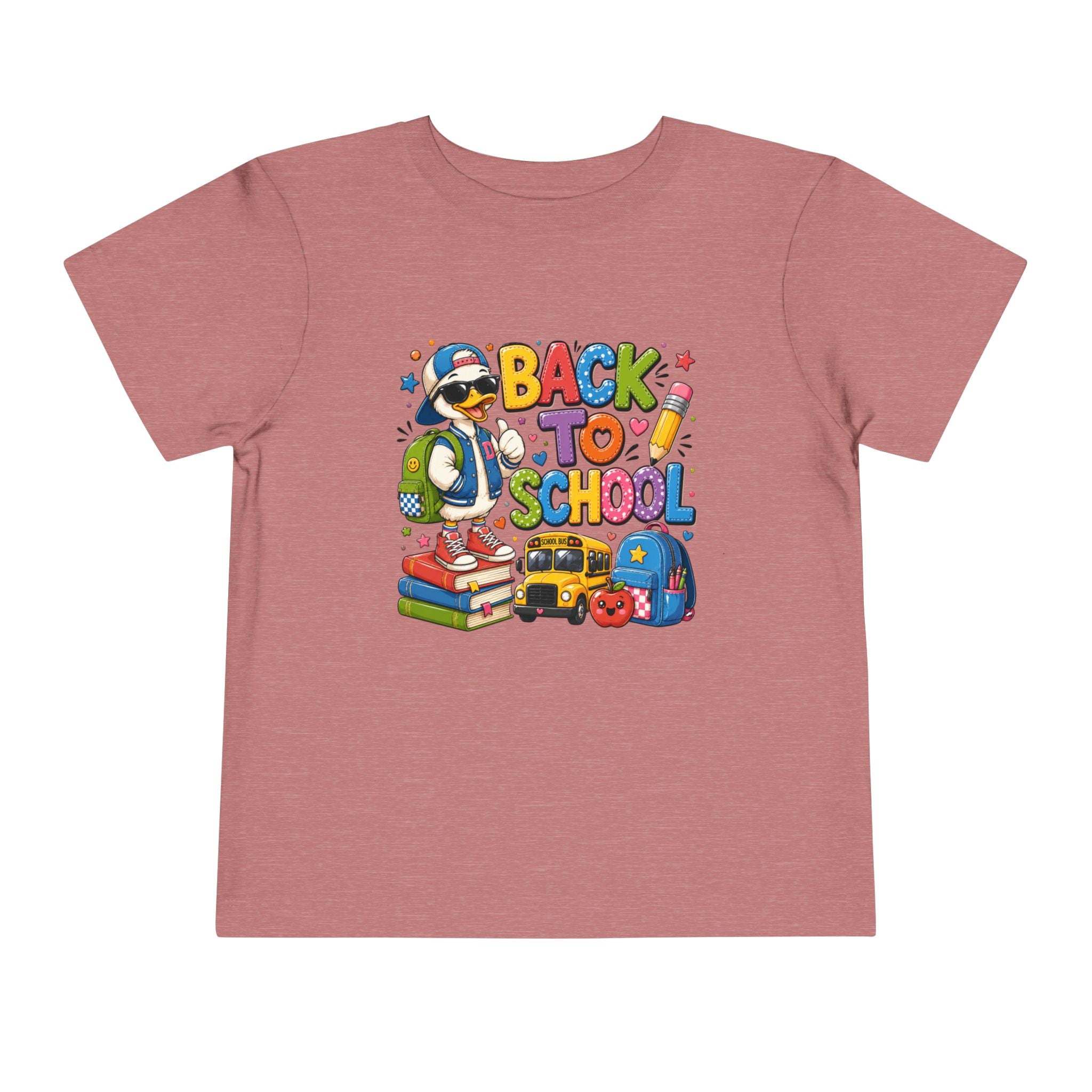Back to School Toddler Tee — Cute Penguin School Bus Design