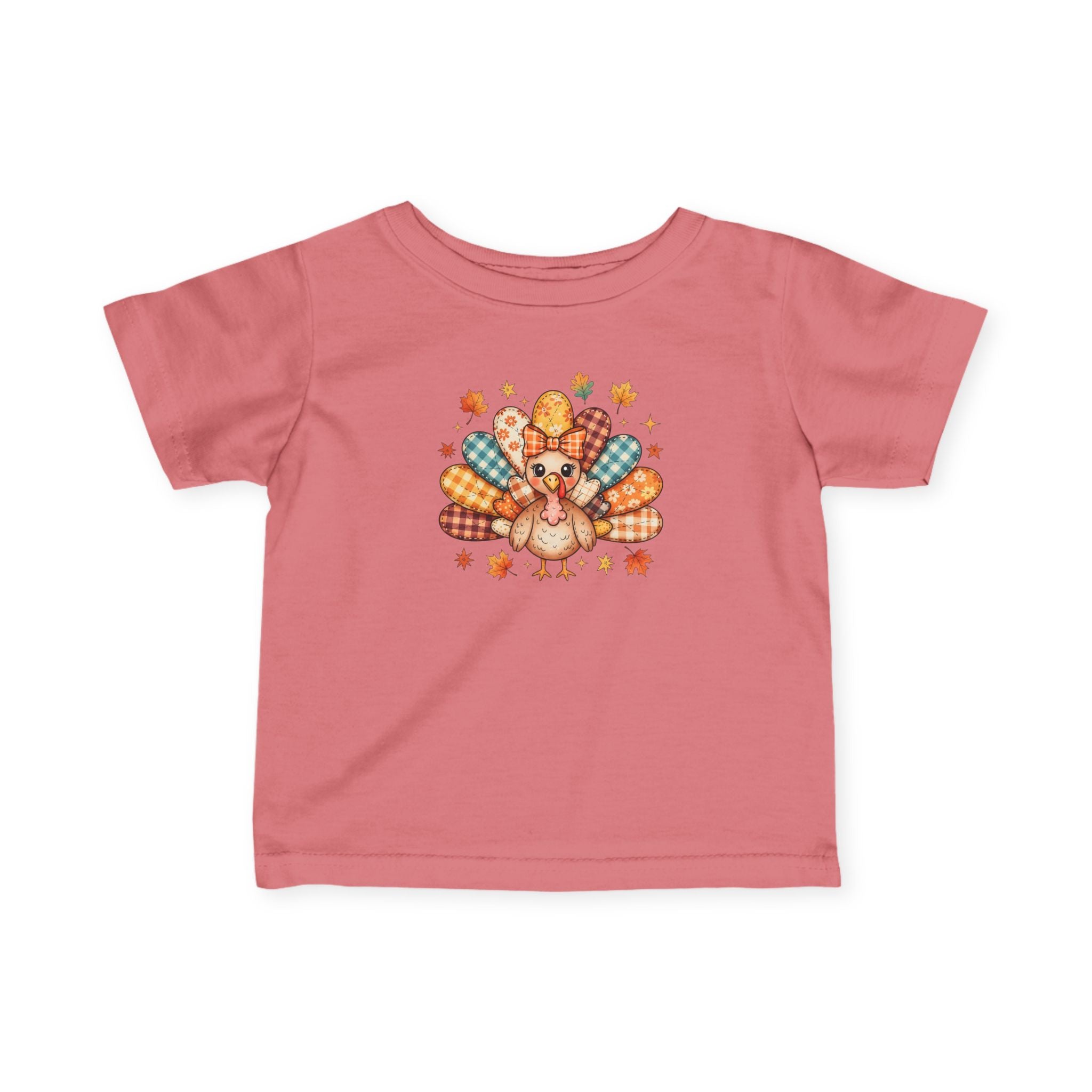 Infant Tee — Cute Thanksgiving Patchwork Turkey Baby Shirt