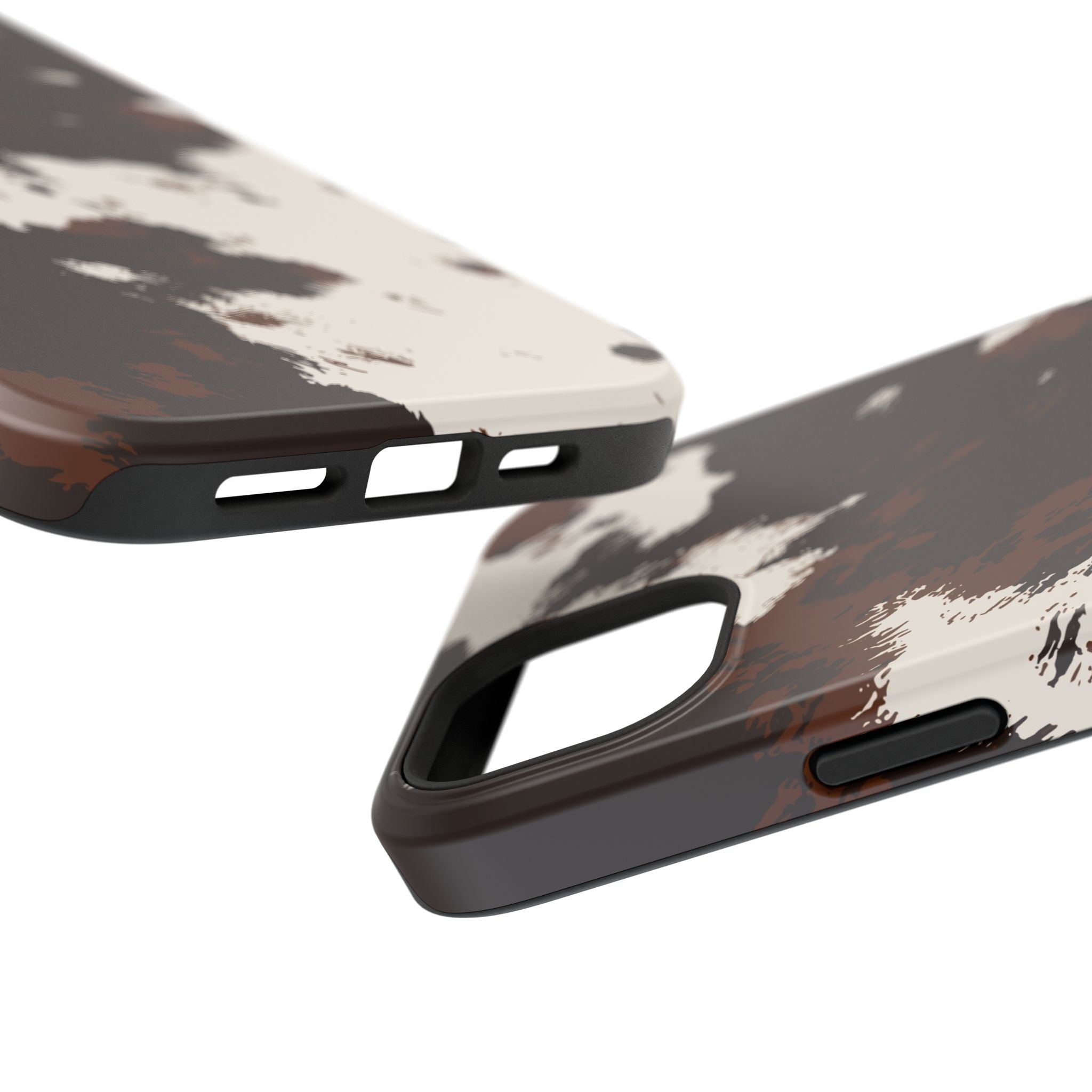 Cowhide Print Impact Phone Case — Brown & Cream Protective Cover